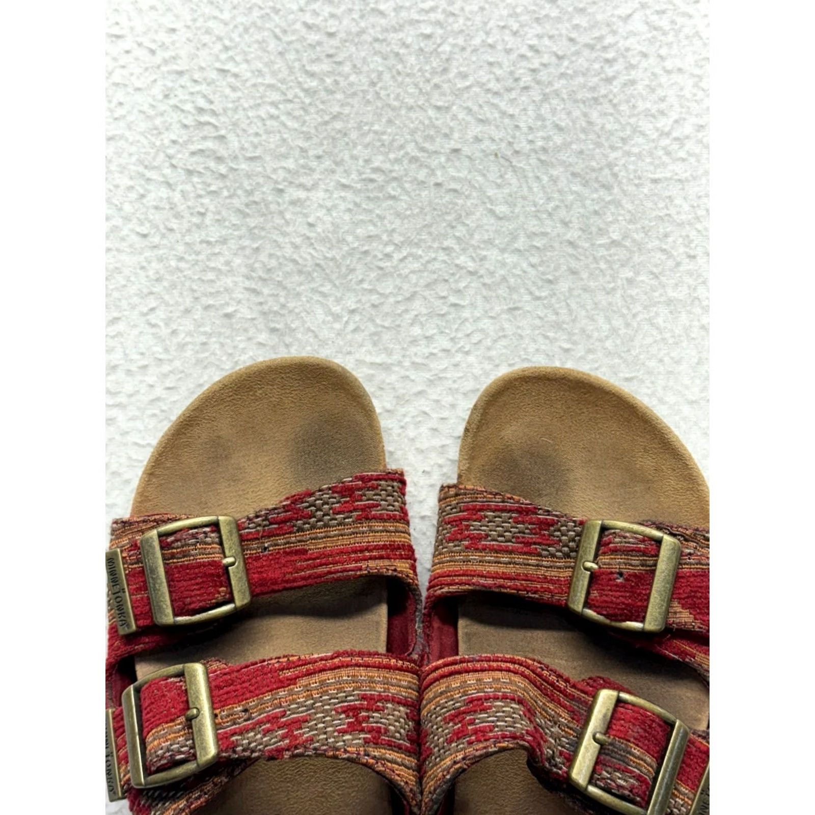 Minnetonka Minnetonka Womens Sandal Red Open Toe Buckle Woven Slide 5 Size US 5 / IT 35 - 5 Thumbnail