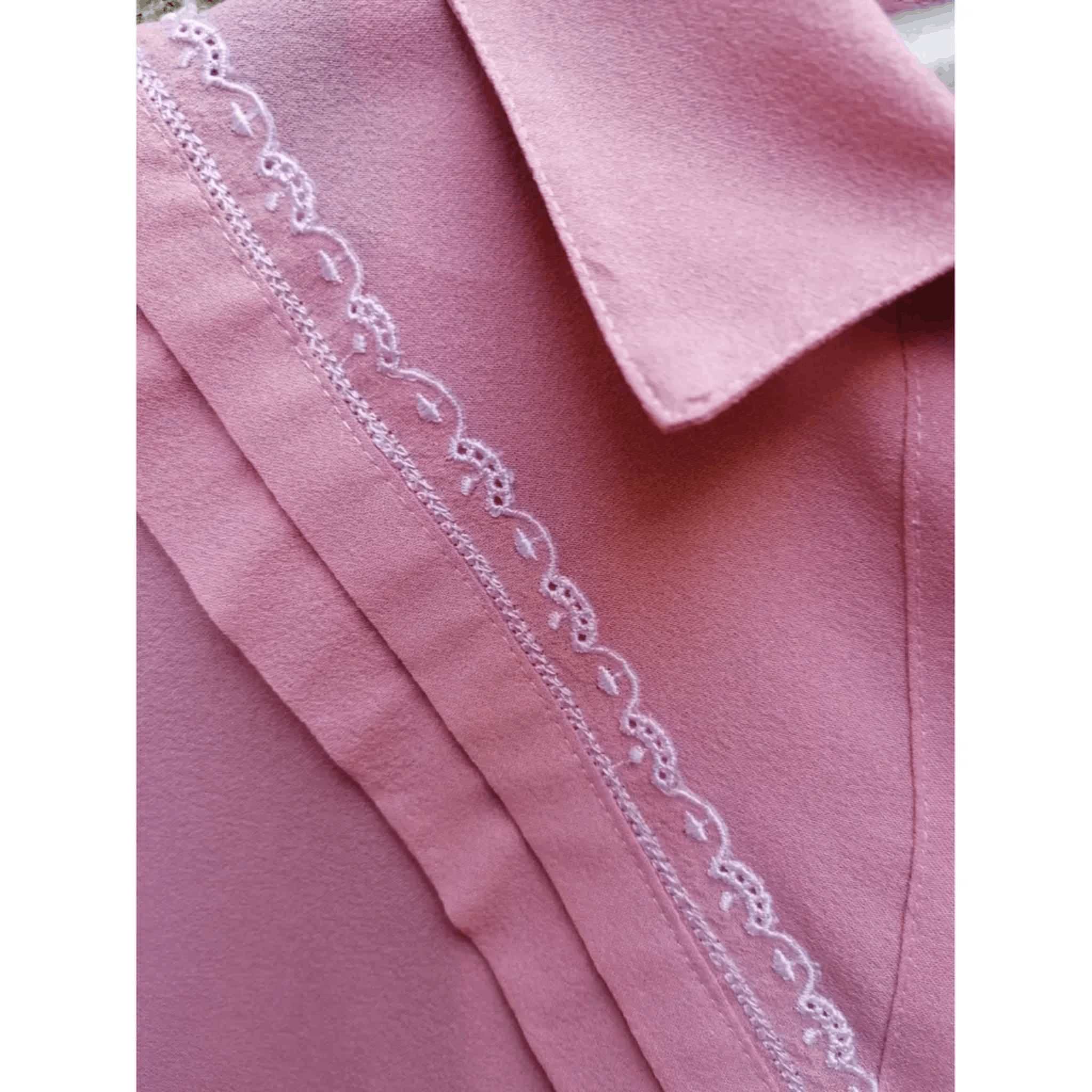 Other Pink Vintage Button-Up Blouse with Lace Detailing - Size S Size L / US 10 / IT 46 - 5 Thumbnail