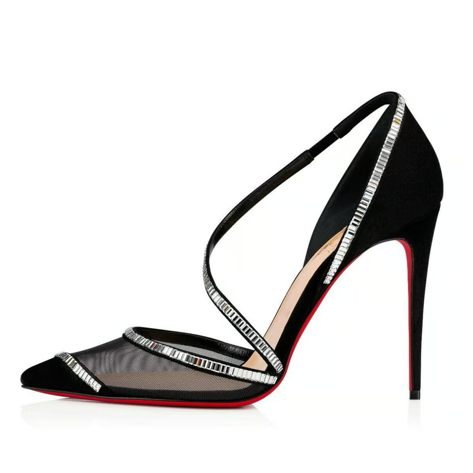 Christian Louboutin Chiara Diams 100 Black Silver Crystal Strap Heel Pump 39 Size US 9 / IT 39 - 7 Thumbnail