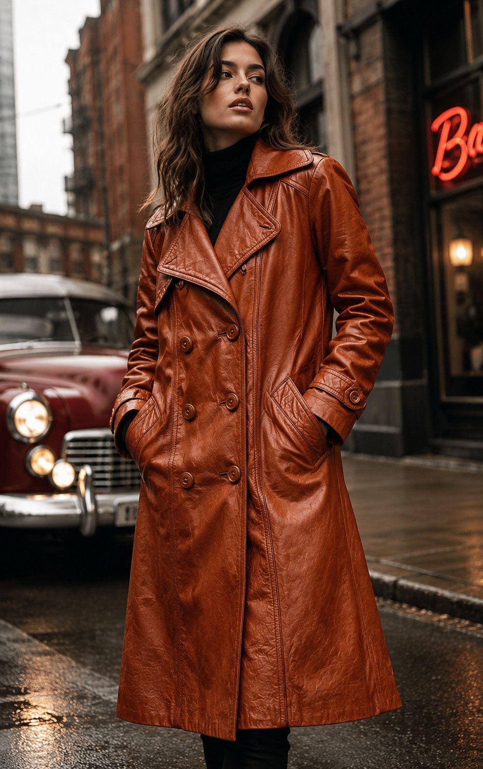 Other Women's Vintage 1970's Leather Trench Coat Dav Mark M Size M / US 6-8 / IT 42-44 - 5 Thumbnail