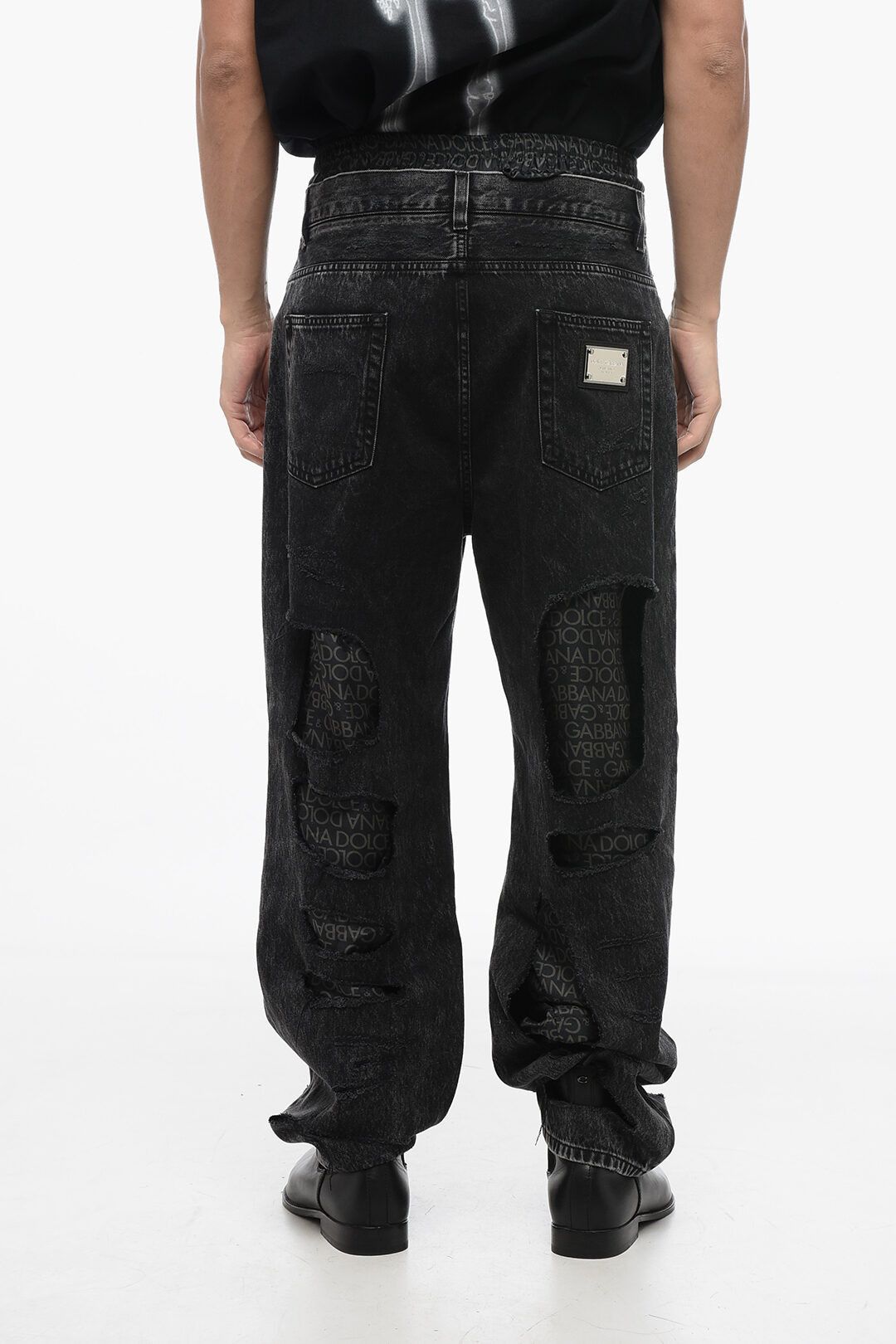 Dolce & Gabbana og1mm0825 Stone Washed Distressed Denim in Black Size US 32 / EU 48 - 2 Thumbnail