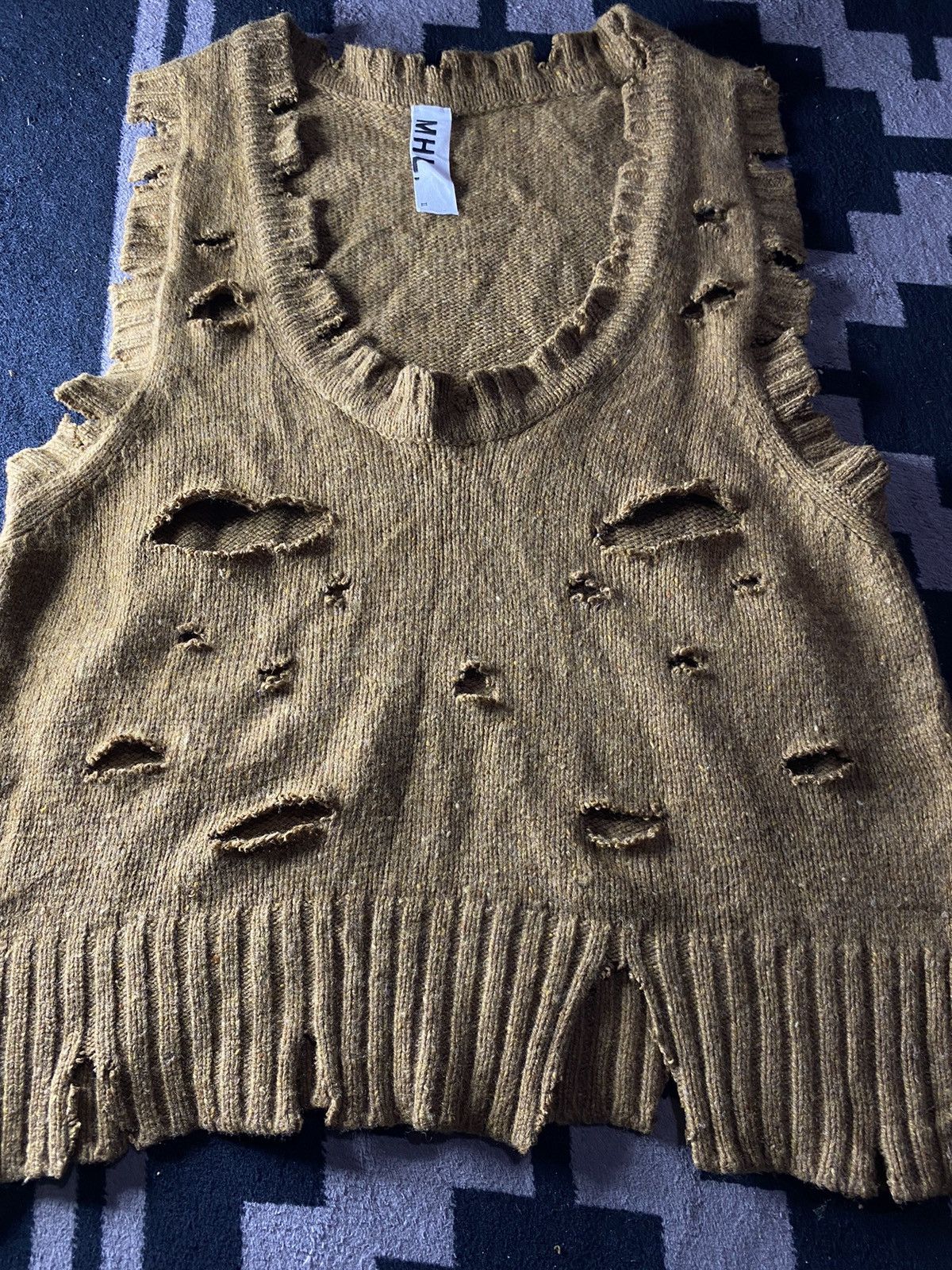 Hysteric Glamour × Margaret Howell × Vintage Crazy MHL distressed cut out vest knit raf simons style Size US M / EU 48-50 / 2 - 3 Thumbnail