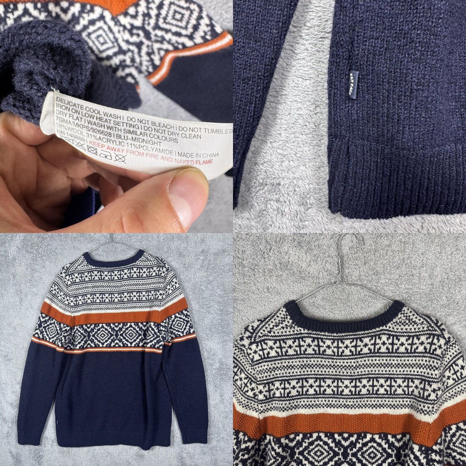 FatFace Fat Face Sweater Mens XL Wool Fair Isle Crewneck Pullover Chunky Knit Jumper Size US XL / EU 56 / 4 - 8 Thumbnail