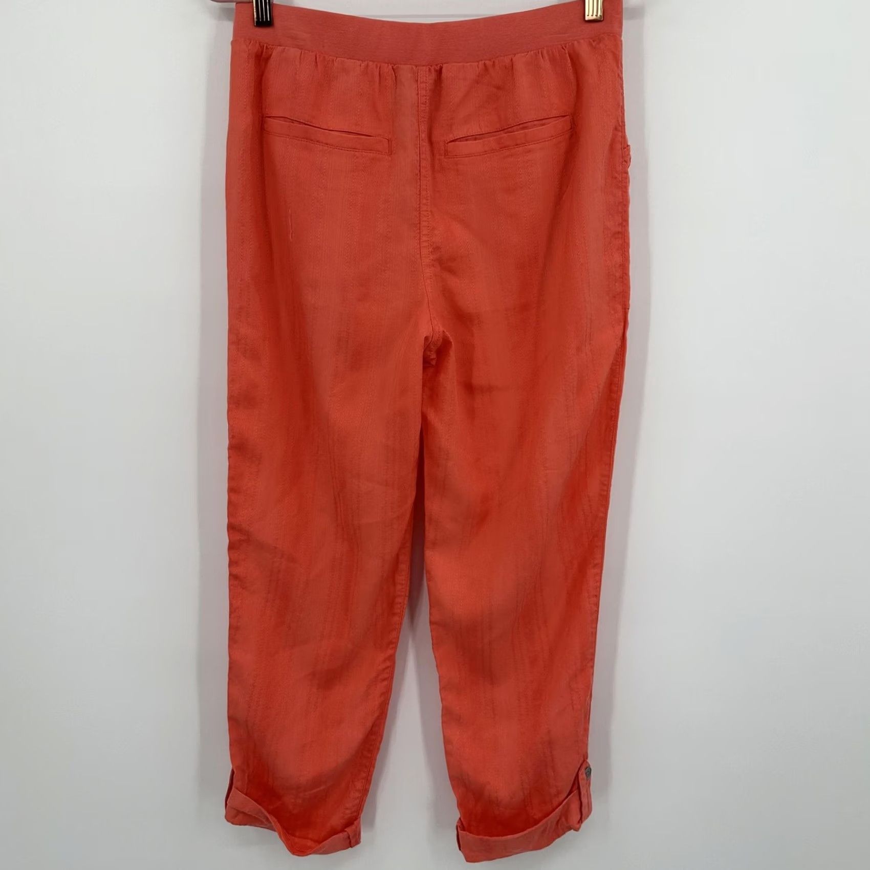 Vintage VINTAGE Chico's Pants Womens Small 0 Coral Lyocell Cropped Elastic Waist Pockets Tapered Pull-On Size 25" / US 0 / IT 36 - 7 Thumbnail