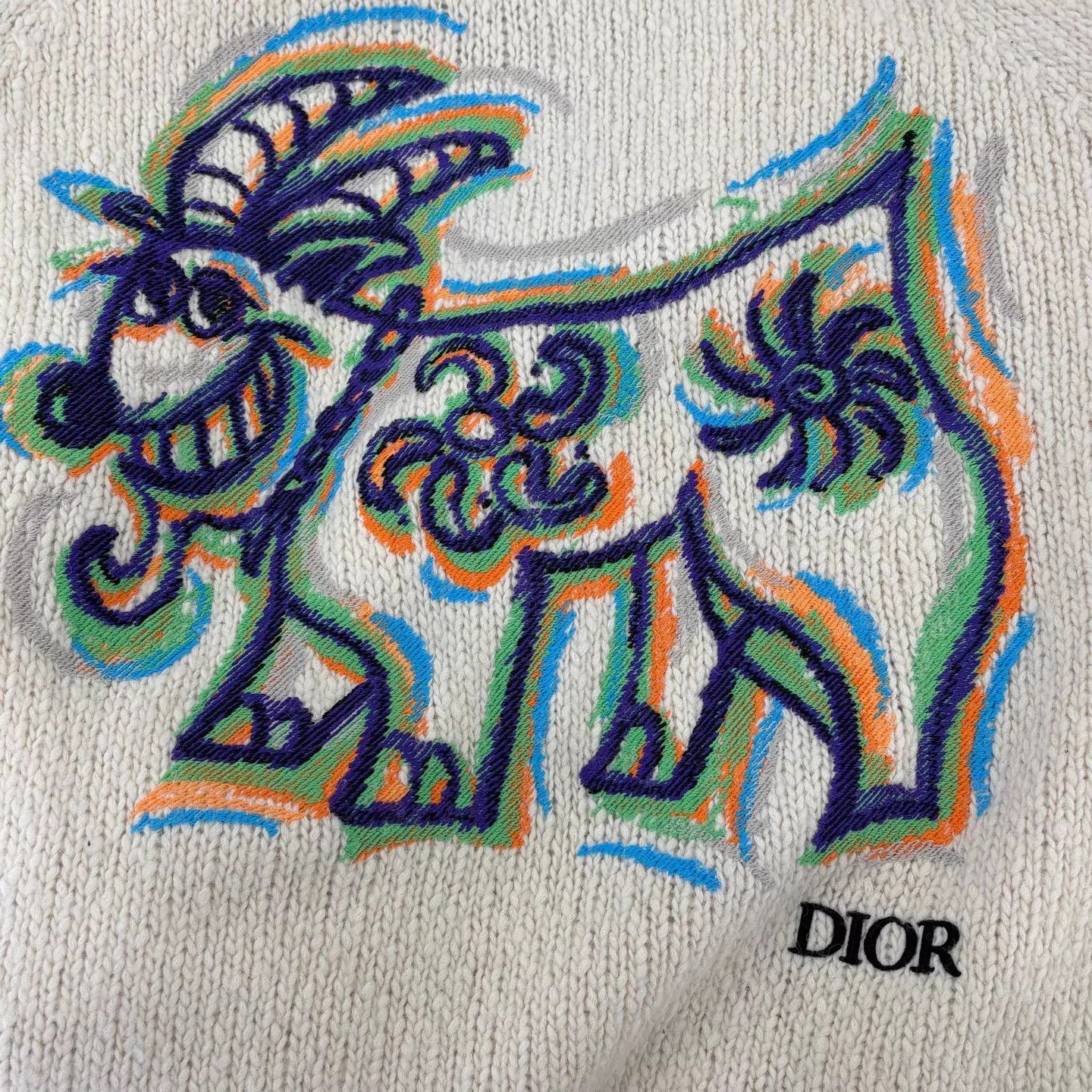 Dior Dior x Kenny Scharf Beige Wool Sweater S (Goat Embroidery) Size US S / EU 44-46 / 1 - 7 Thumbnail
