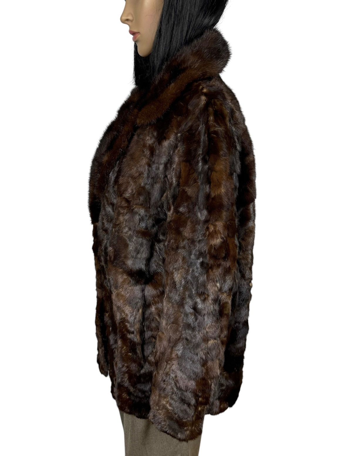 Handmade Brown Real Mink Fur Coat Jacket Size Large Size L / US 10 / IT 46 - 7 Thumbnail