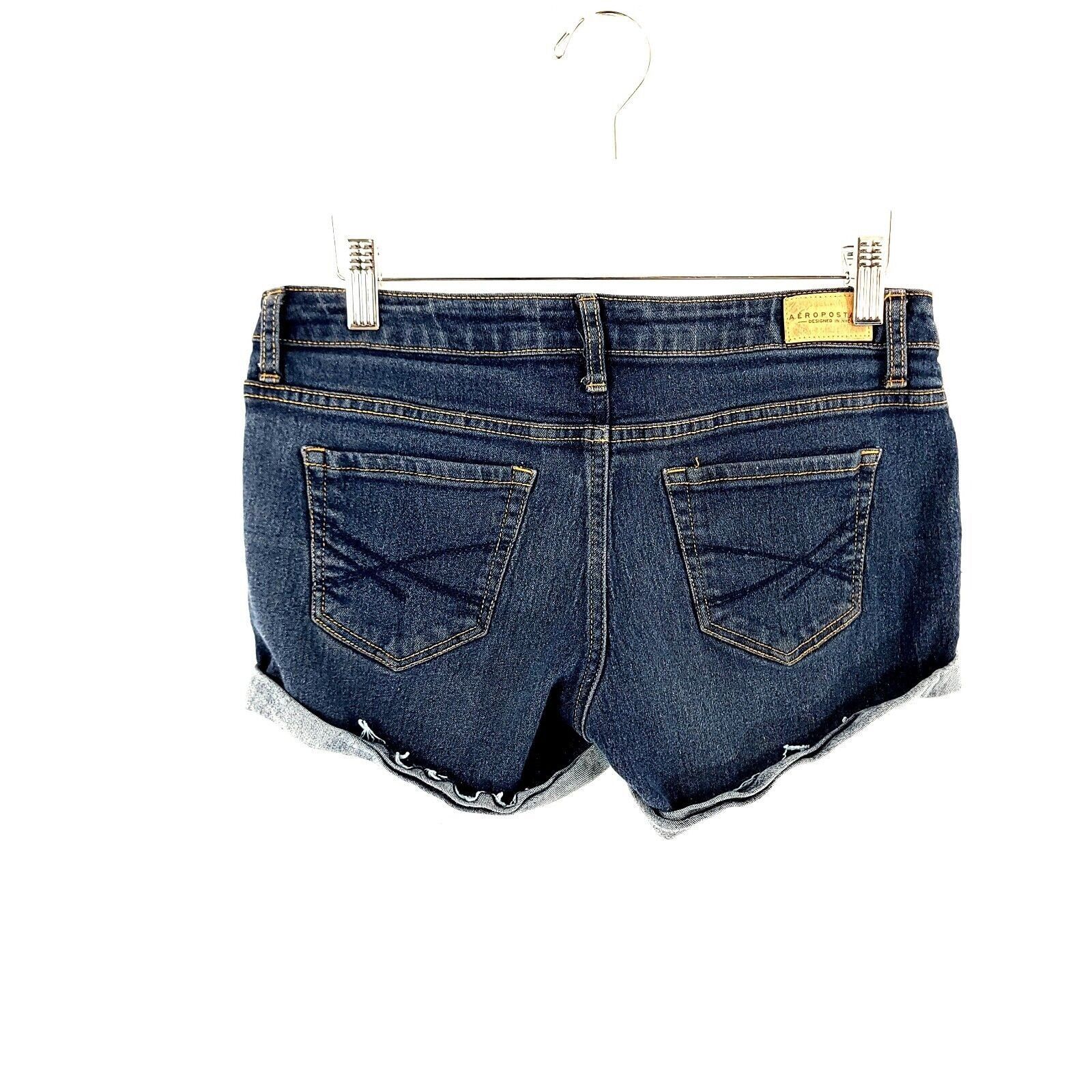 Aeropostale Aeropostale Blue Denim Whiskering Jean Cut-Off Low Rise Shor Size 26" / US 2 / IT 38 - 3 Thumbnail