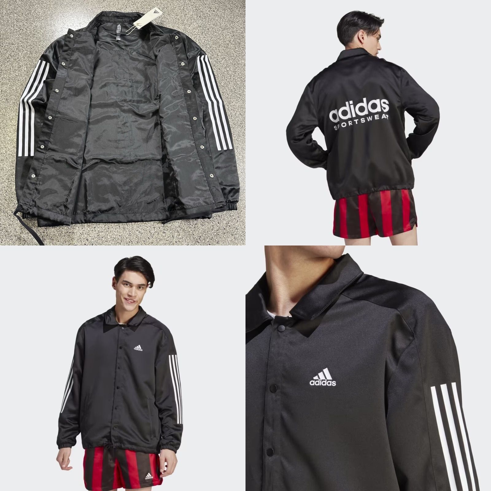 Adidas Adidas Jacket Mens S Originals Satin Coaches Black Solid Snap Sportswear IB8395 Size US S / EU 44-46 / 1 - 8 Thumbnail