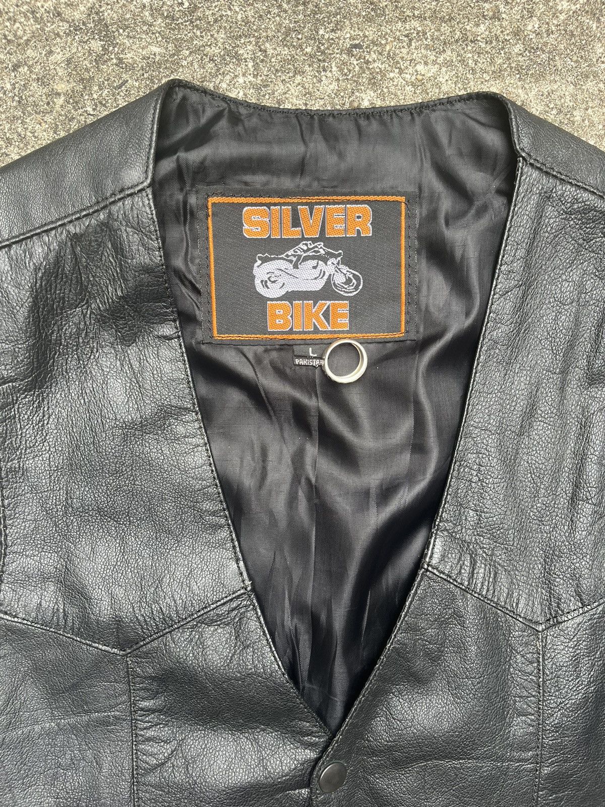 Leather Vintage Y2K Silver Biker Genuine Leather Vest Size US L / EU 52-54 / 3 - 2 Thumbnail