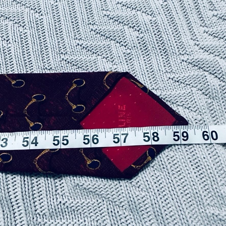 Celine Celine red horse bit print silk tie Size ONE SIZE - 5 Thumbnail