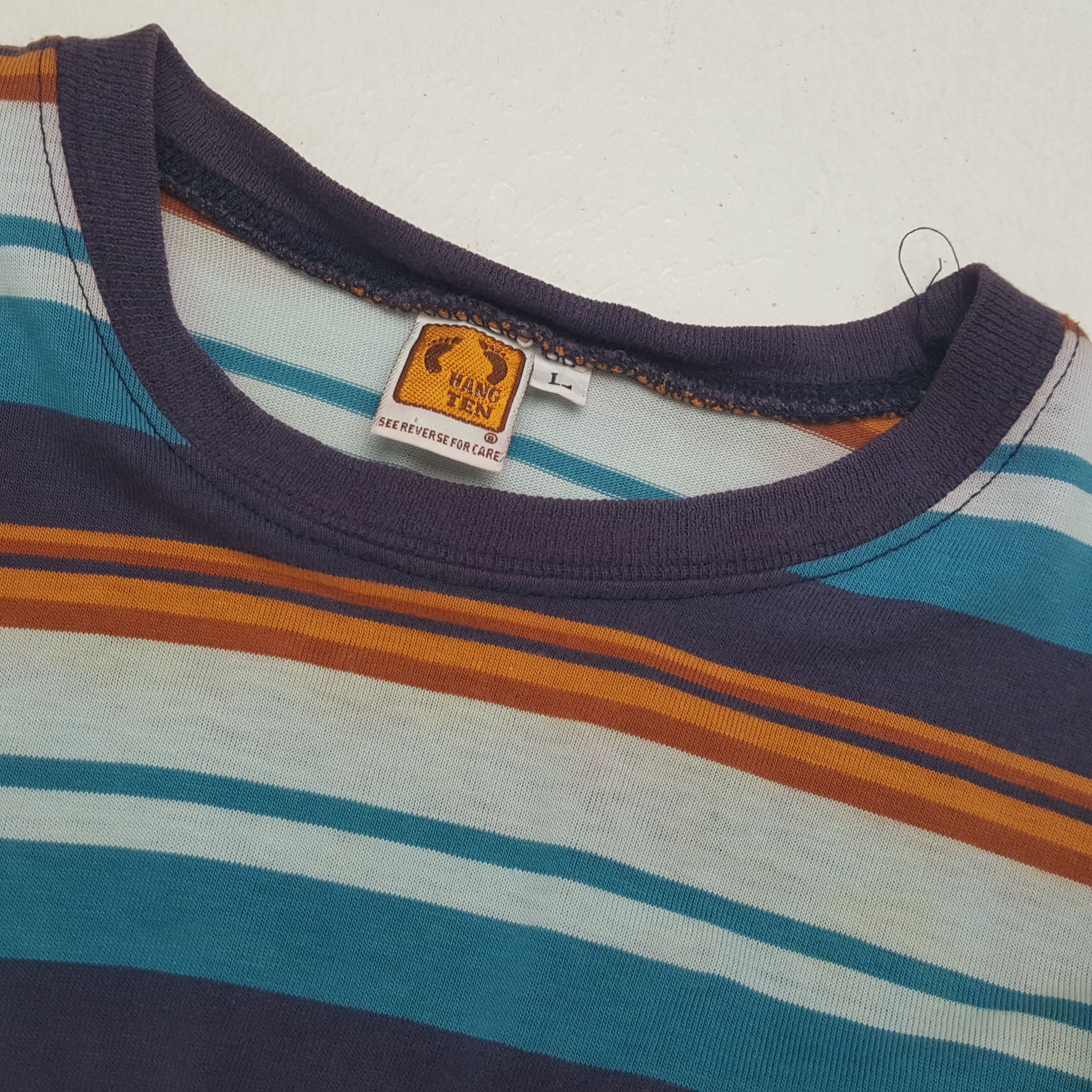 Hang Ten × Vintage HANG TEN Small Logo Pocket Stripes Design Tshirt Size US L / EU 52-54 / 3 - 7 Thumbnail