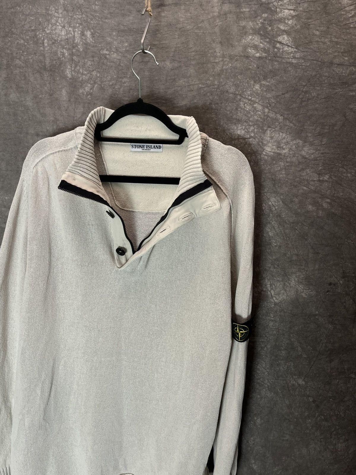 Massimo Osti × Stone Island × Vintage Stone Island Knitwear Sweater Jumper Heavy Half Zip Wool Size US XL / EU 56 / 4 - 3 Thumbnail