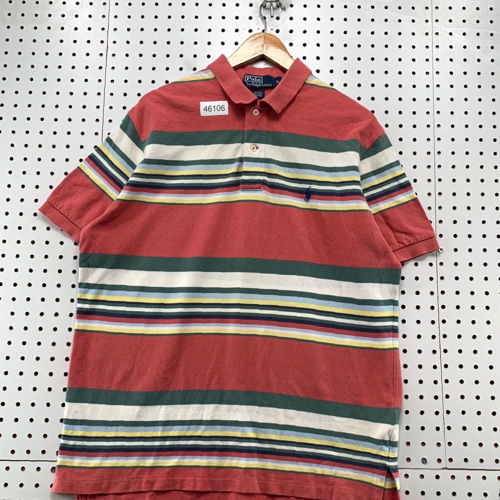 Polo Ralph Lauren VINTAGE Polo Ralph Lauren Shirt Men Large Red Green Striped 90s Mall Dad Preppy Size US L / EU 52-54 / 3 - 4 Thumbnail