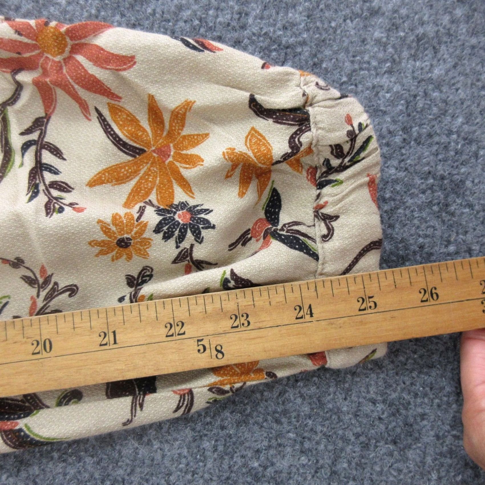Anthropologie VINTAGE Anthropologie Pants Womens 2 Cream Brown Floral Print Jogger Tapered Viscose Size 26" / US 2 / IT 38 - 2 Thumbnail
