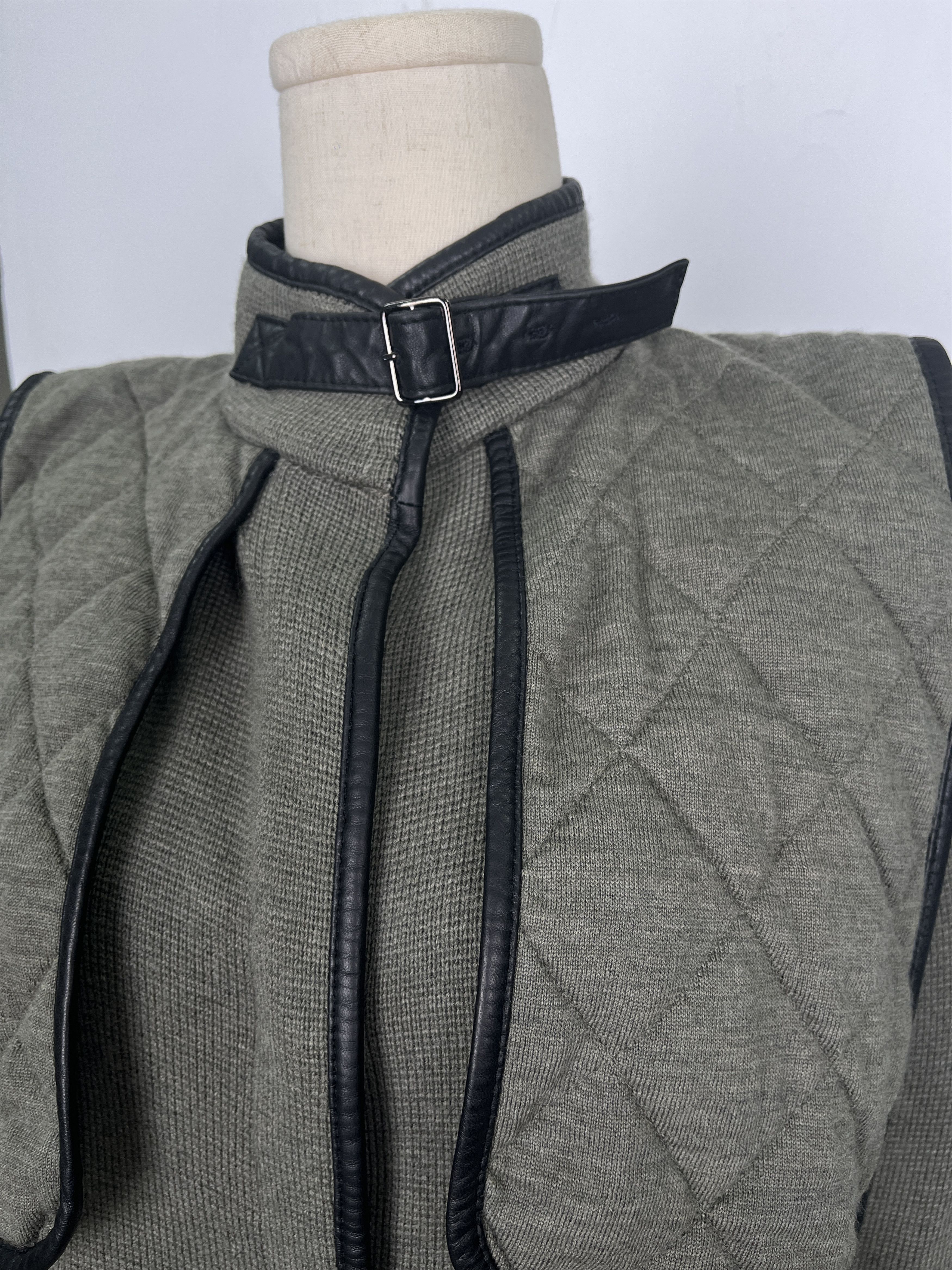 3.1 Phillip Lim 3.1 Philip Lim Olive Green Wool Cape With Black Leather Trim Size XS / US 0-2 / IT 36-38 - 4 Thumbnail
