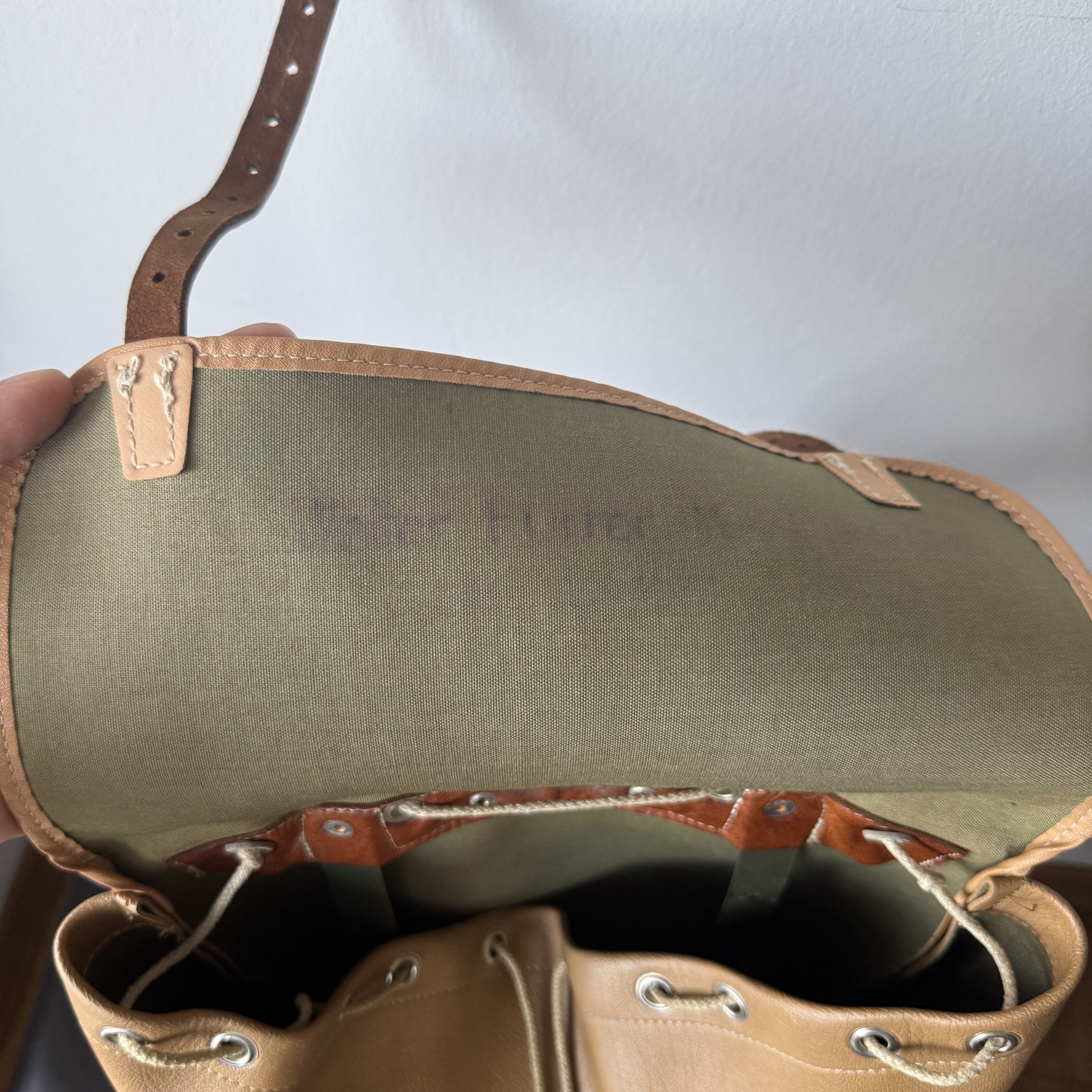Japanese Brand × Vintage Vintage Army Military Hiking Riri 30s Leather Backpack Size ONE SIZE - 17 Thumbnail