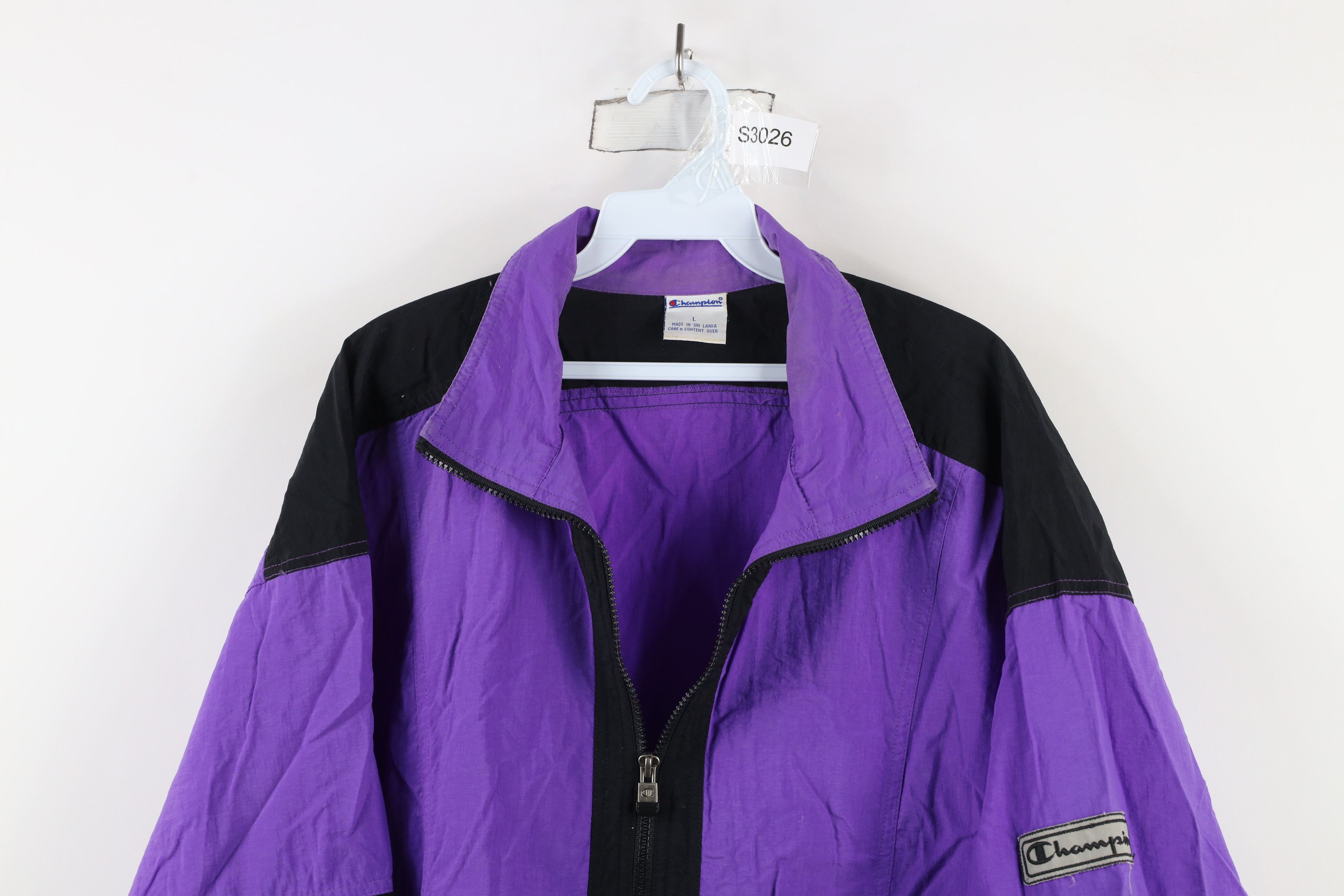 Champion × Vintage Vintage 90s Champion Reflective Windbreaker Jacket Purple Size L / US 10 / IT 46 - 2 Thumbnail