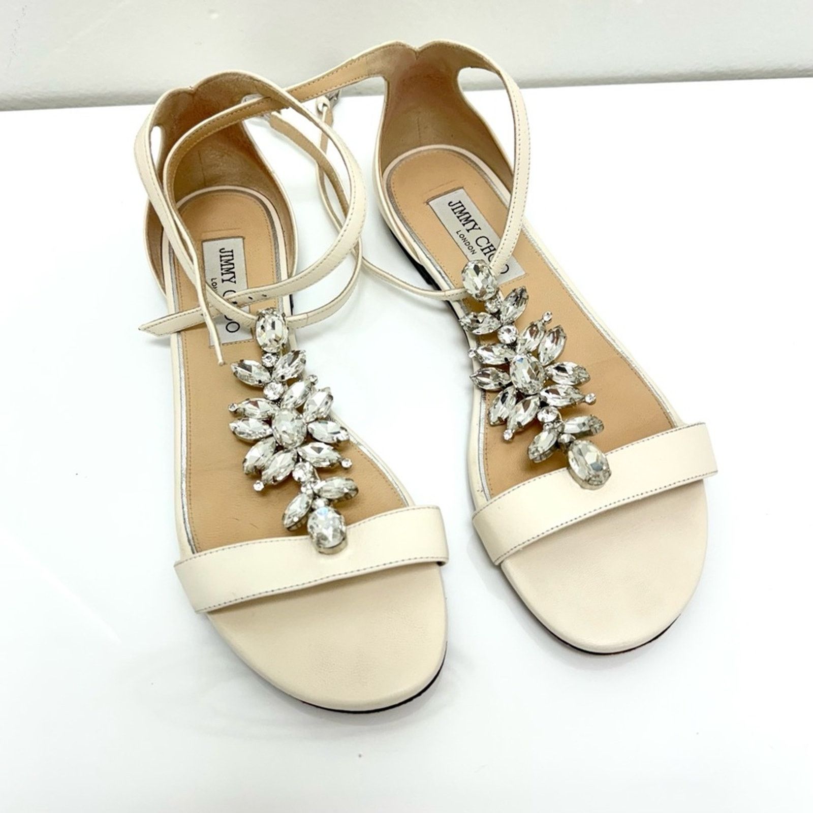 Jimmy Choo JIMMY CHOO Averie Embellished Leather Sandals, Size 37,5 Size US 7 / IT 37 - 1 Thumbnail