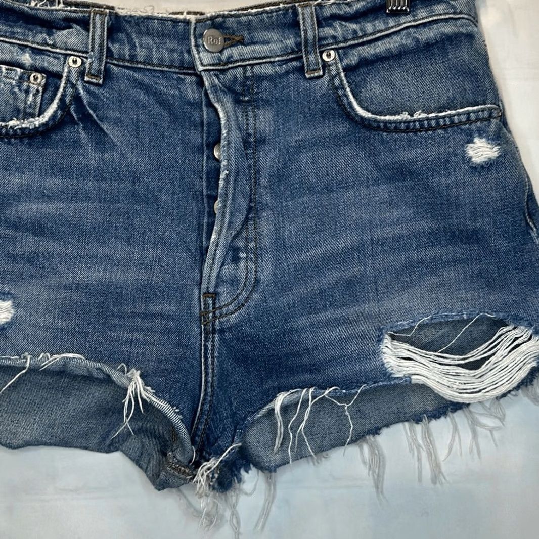 Reformation Reformation Distressed Cut Off Shorts size 30 Button Fly Womens Blue 30 Women Shorts Size 30" / US 8 / IT 44 - 2 Thumbnail