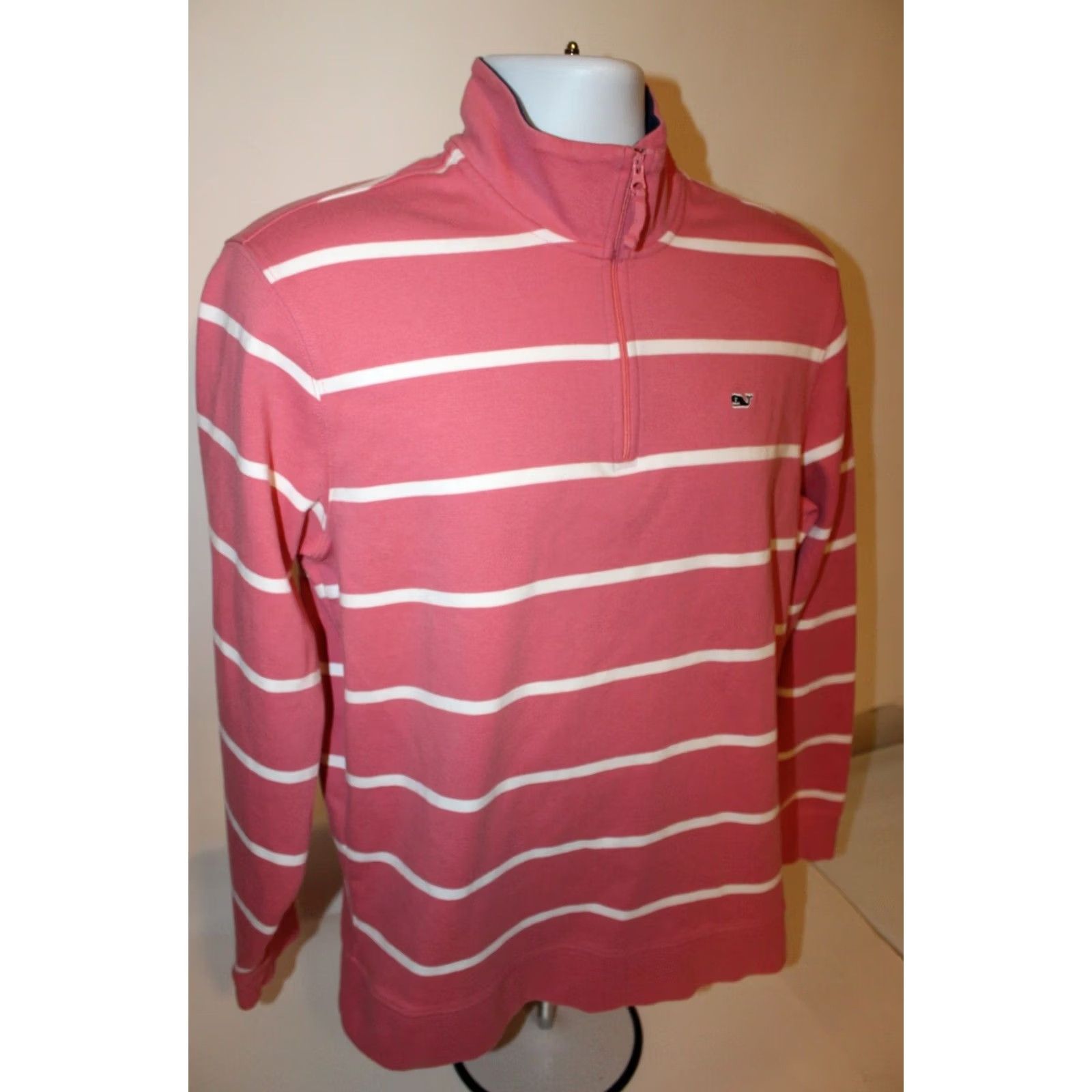 Vineyard Vines Vineyard Vines 1/4 Zip Pullover Sweater Pink Striped Cotton M Men Size US M / EU 48-50 / 2 - 6 Thumbnail