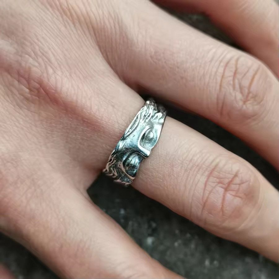 Jewelry Half Facebook Ring - Adjustable Silver Band Size ONE SIZE - 7 Thumbnail
