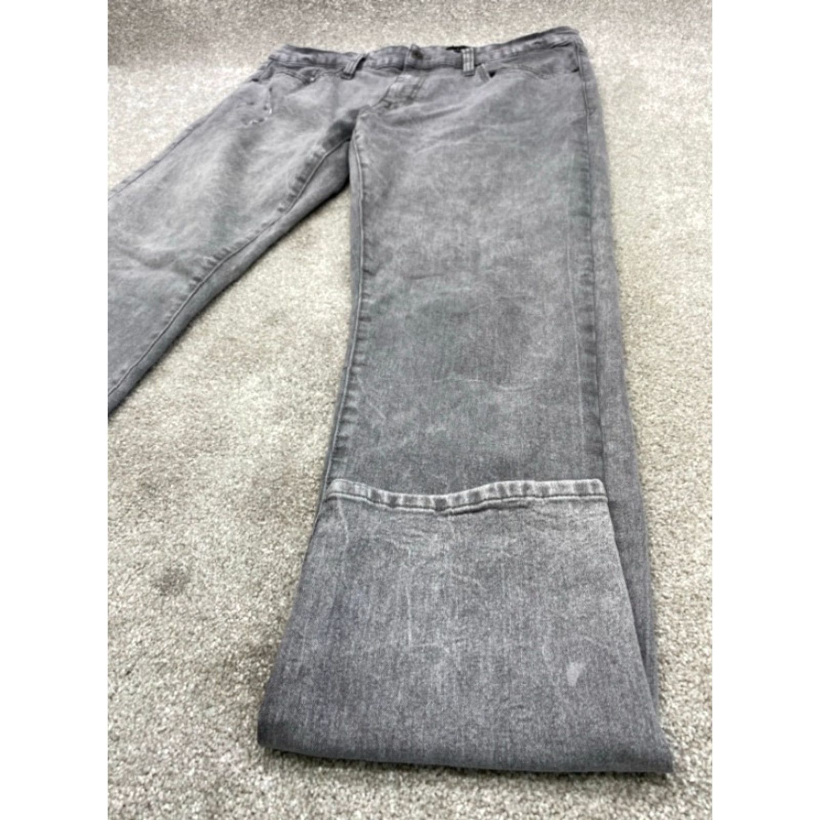 Nomad WXYZ Nomad Jeans Men's 34x32 Gray Denim Slim Fit Straight Leg Distressed Stretch Jeans Mens 34 Gray 5-Pocket Design 90s Style Mens Size US 34 / EU 50 - 3 Thumbnail