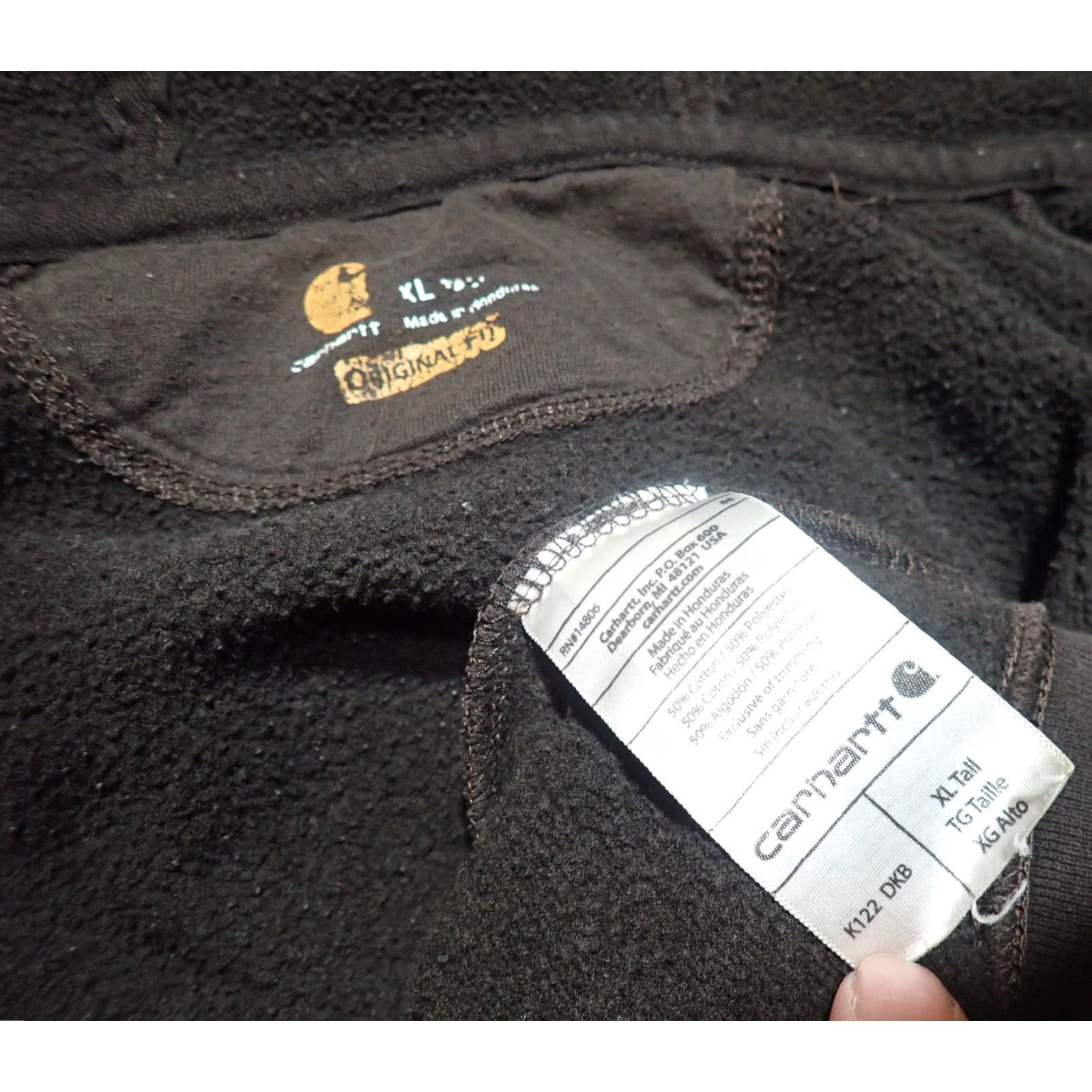 Carhartt VINTAGE Carhartt K122 Original Fit Midweight Zip Front Hoodie XL Tall Brown Mens Size US XL / EU 56 / 4 - 7 Thumbnail