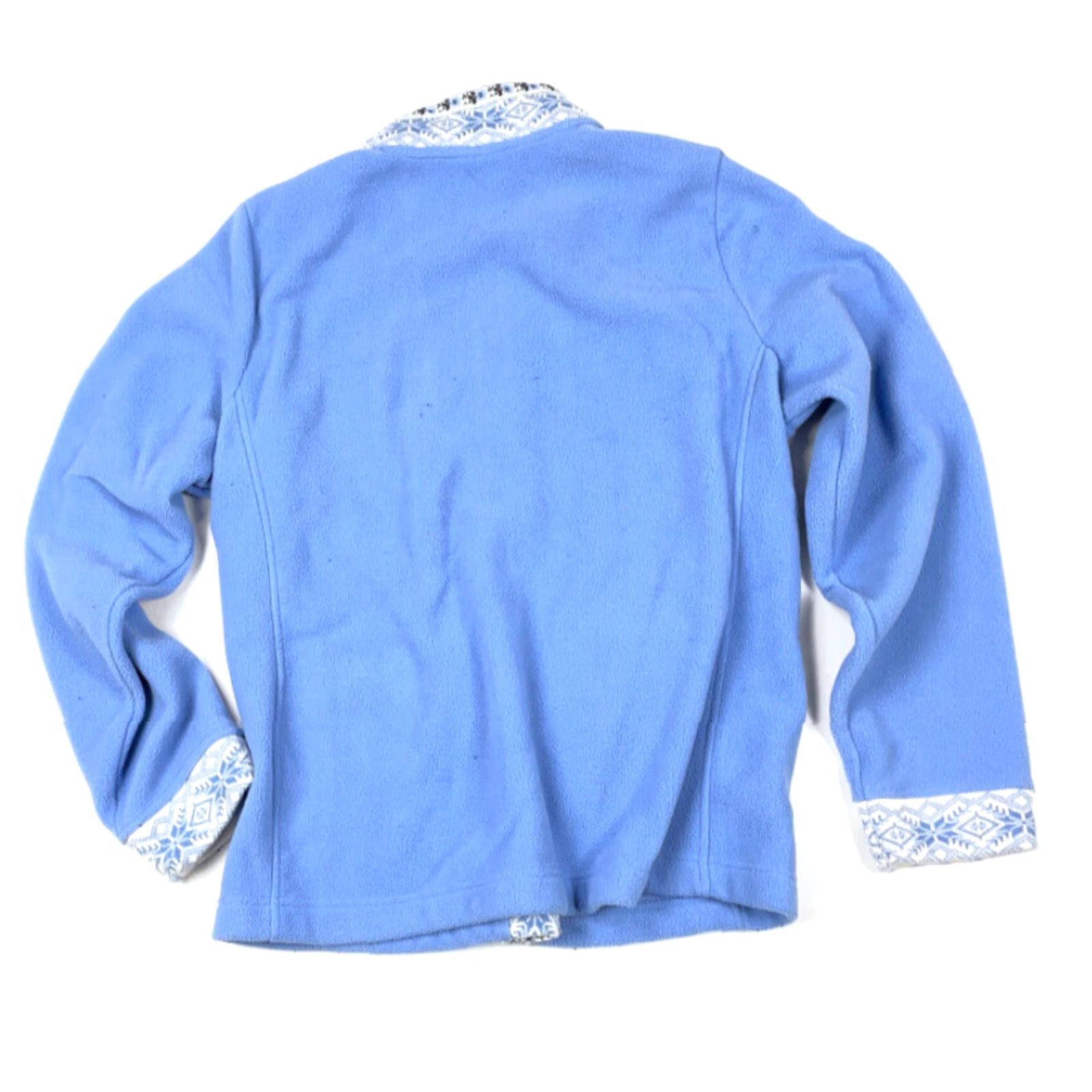 Vintage VTG Yes L.L. Bean Blue Snowflake Trim Zip Fleece Jacket Women's Large Geometric Size L / US 10 / IT 46 - 2 Thumbnail