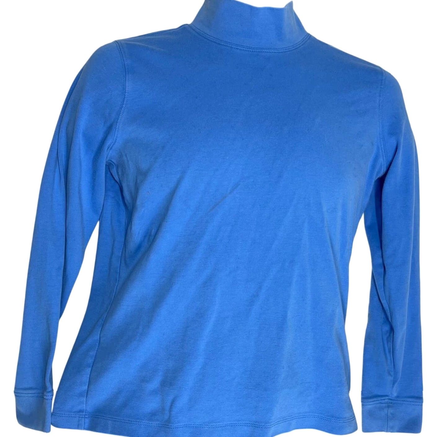 Vintage L.L. Bean Shirt Womens Size S Blue Long Sleeve Mock Neck 100% Cotton Stains Size S / US 4 / IT 40 - 2 Thumbnail