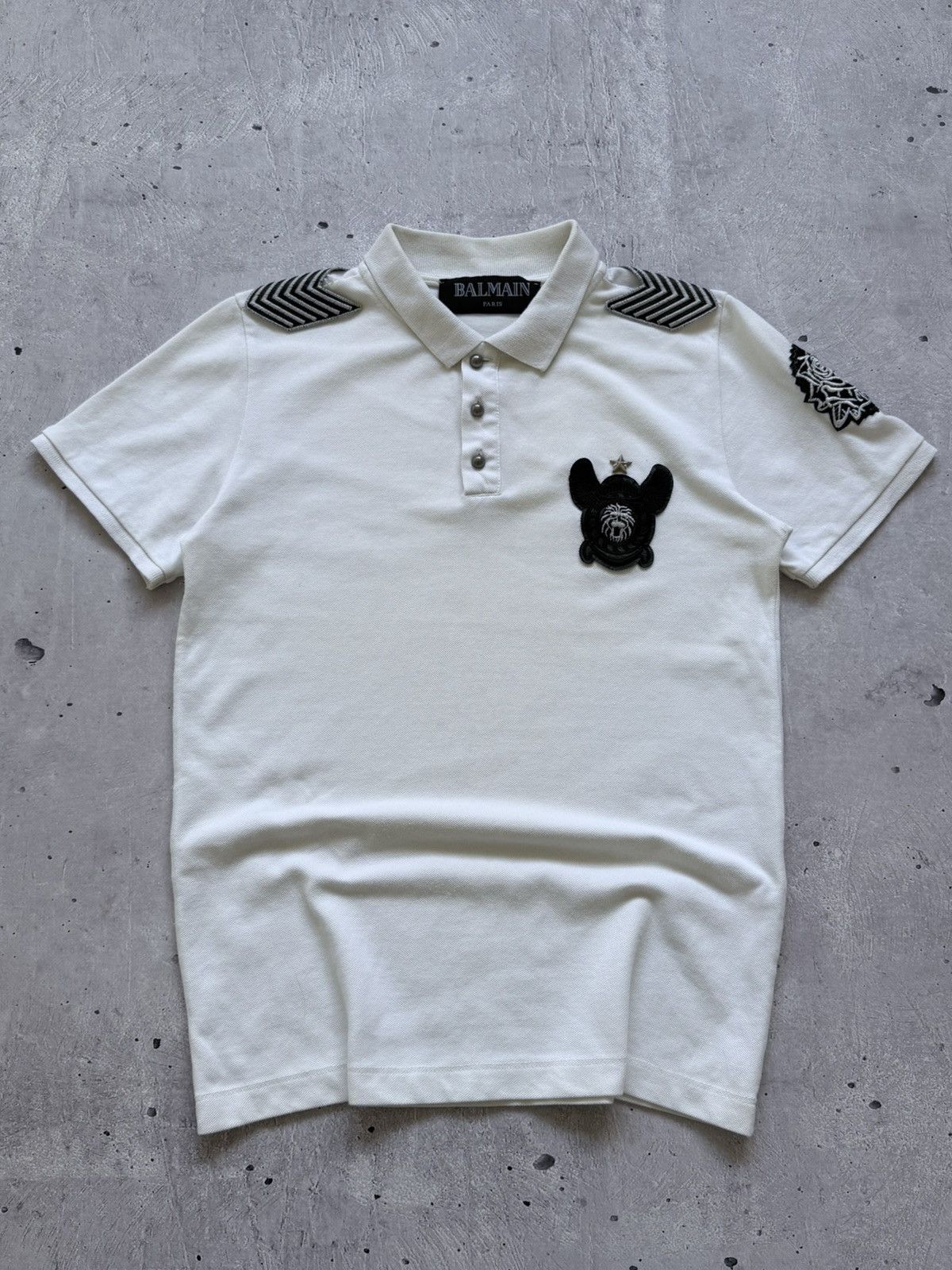 2000s Balmain Military Style Polo T-Shirt