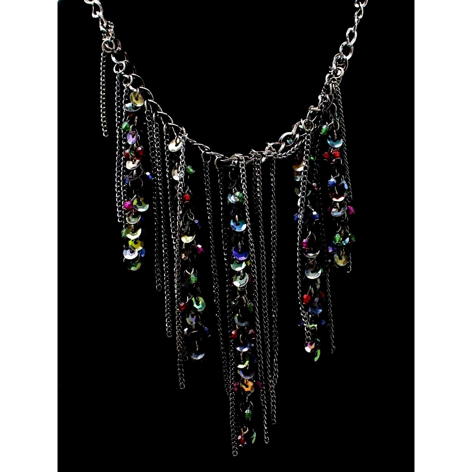 Other Vintage Black Beaded Chain Necklace • Red Green Blue Purple Size ONE SIZE - 3 Thumbnail