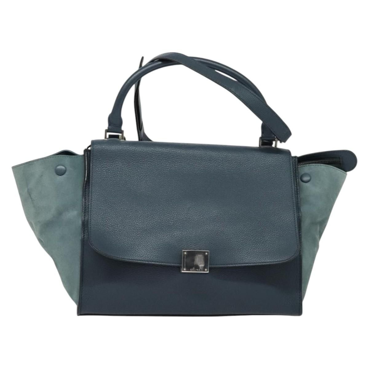 Celine CELINE Trapeze Hand Bag Leather Suede Blue Silver Size ONE SIZE - 2 Thumbnail