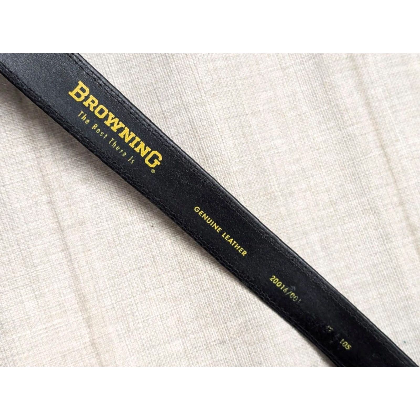 Vintage VINTAGE Browning belt 46 leather Cowhide full grain STITCHED black 1-3/8" belt Regular Mens Belt Size 46 - 4 Thumbnail