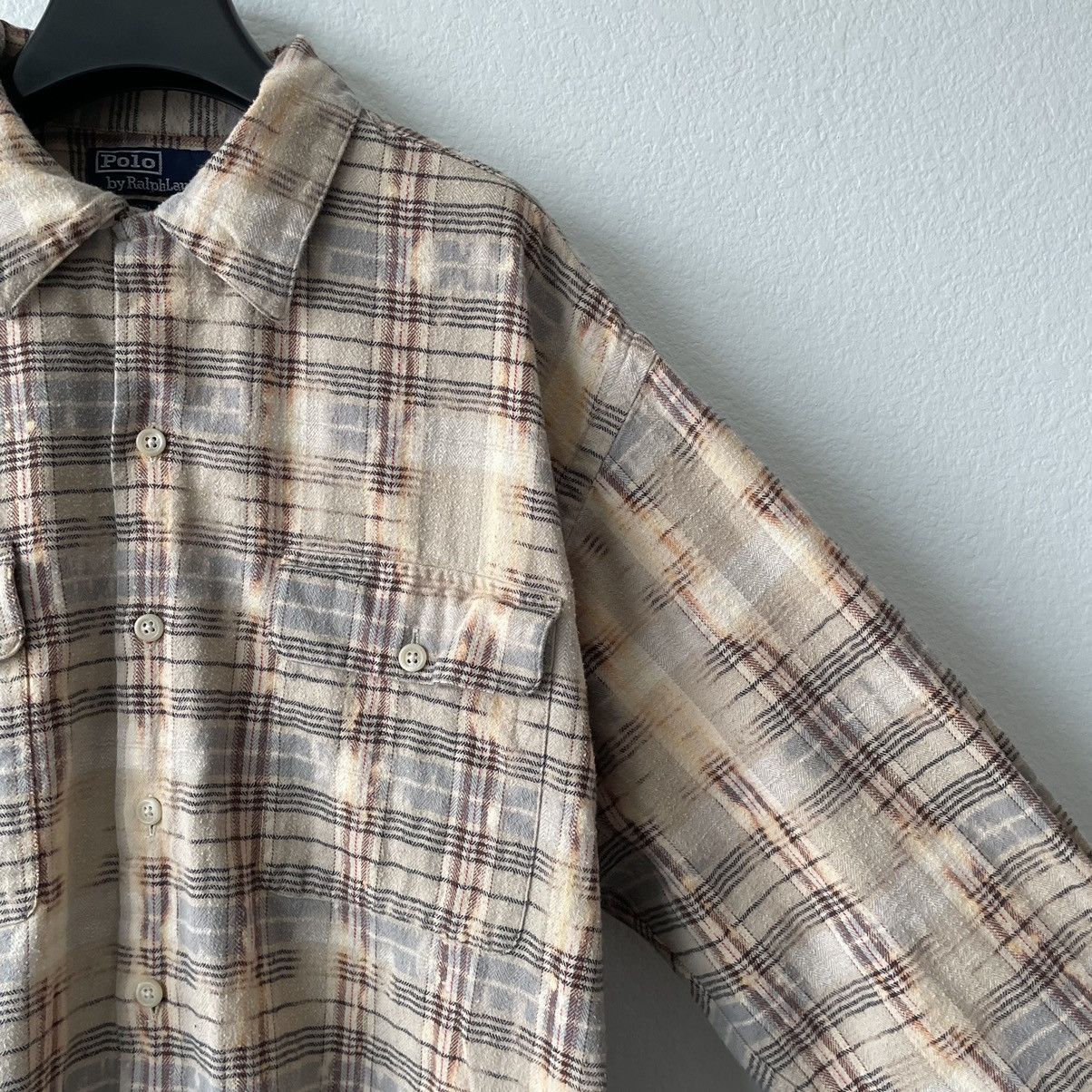 Polo Ralph Lauren × Vintage Vintage 90s Polo by Ralph Lauren Bleached Plaid Flannel Size US L / EU 52-54 / 3 - 3 Thumbnail