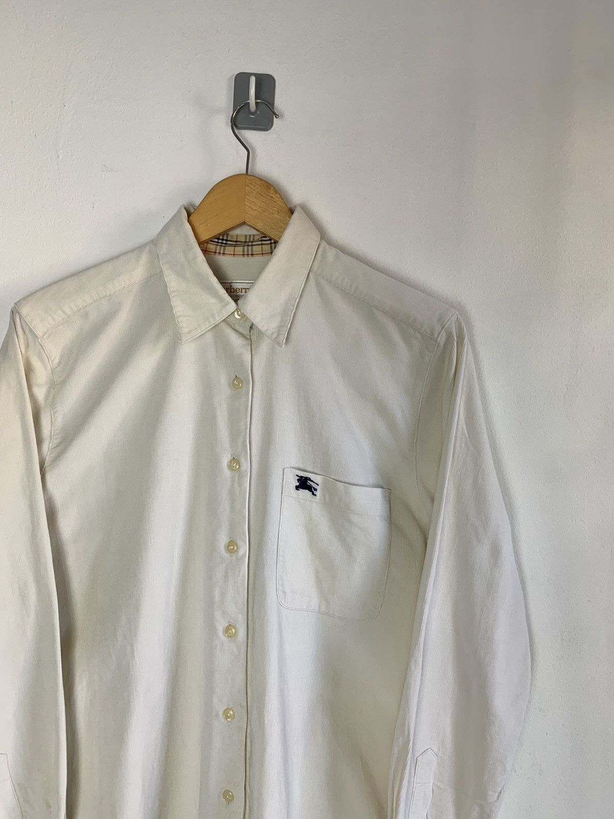 image of Corduroy 90's Burberrys London Button Up in White, Men's (Size Medium)