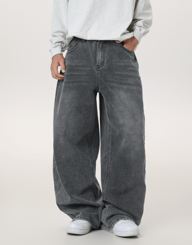 Jean Men's straight loose vintage distressed wide-leg jeans Size US 32 / EU 48 - 2 Thumbnail