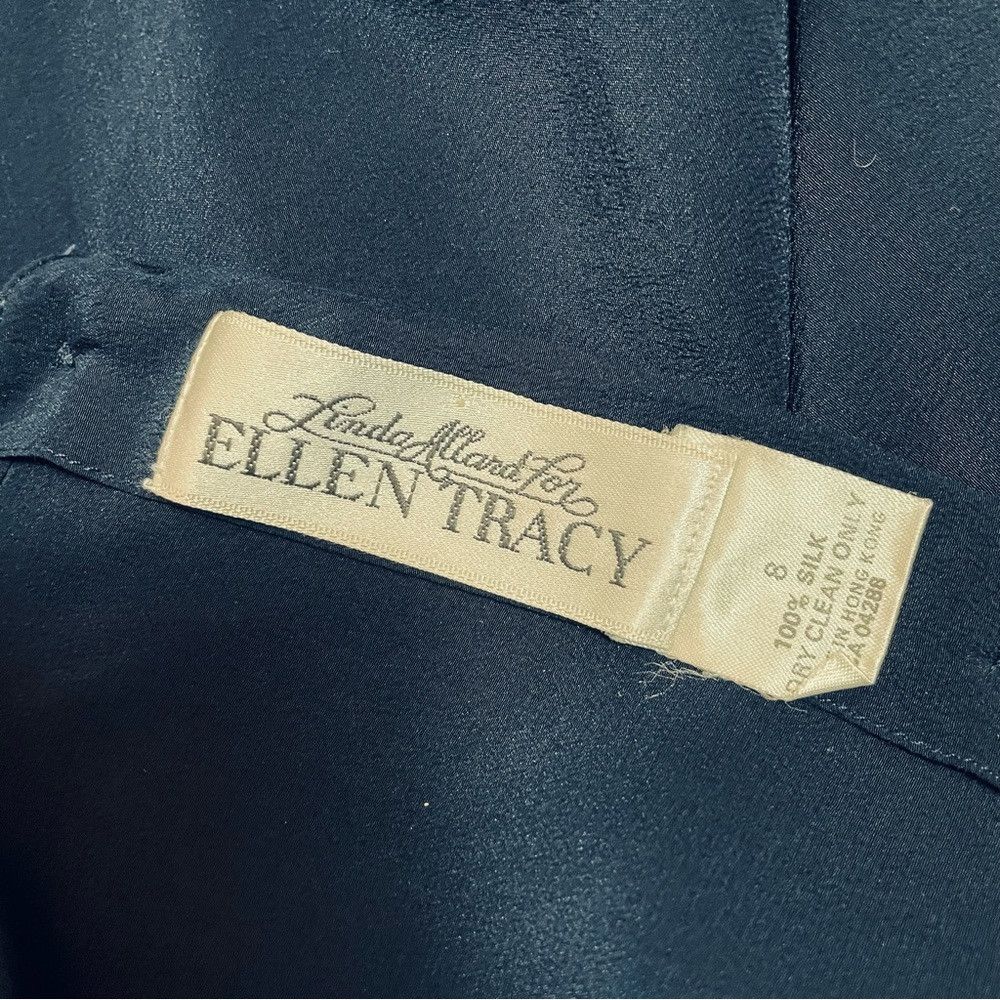Ellen Tracy Linda Allard for Ellen Tracy Silk Navy Blue Ling Sleeve Blo Size M / US 6-8 / IT 42-44 - 8 Thumbnail