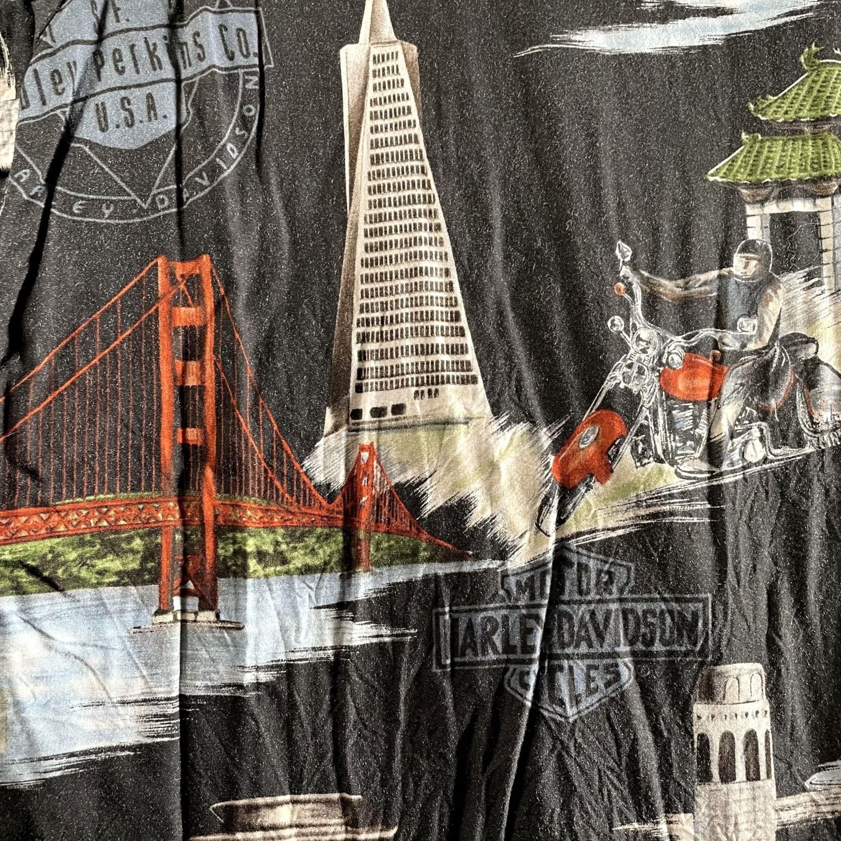 Harley Davidson Harley-Davidson Shirt Mens 2XL Black San Francisco Hawaiian Aloha Viscose USA Shirt Size US XXL / EU 58 / 5 - 2 Thumbnail
