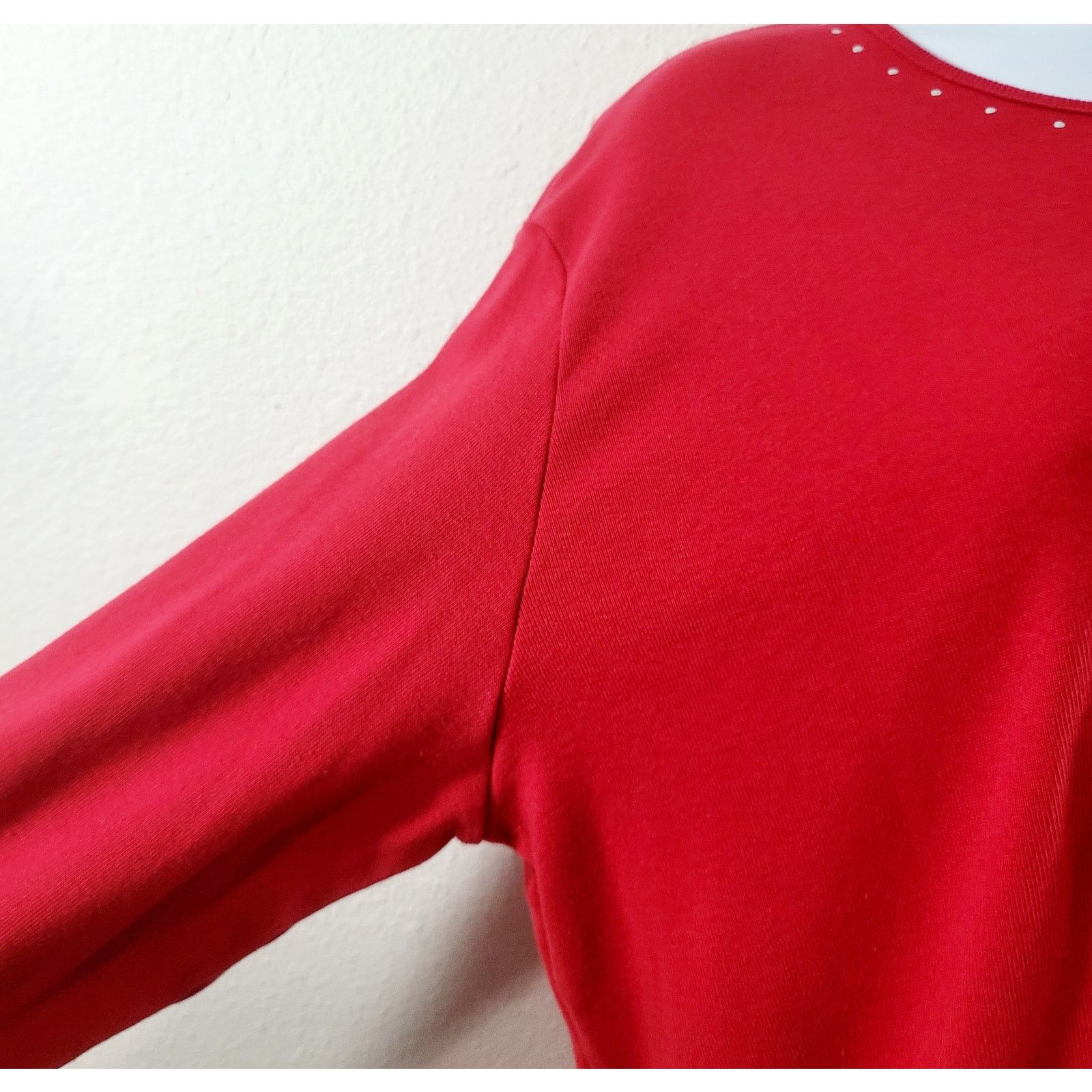 Other Draper's & Damon's Red Rhinestone Heart On Bodice Top PL Size L / US 10 / IT 46 - 3 Thumbnail
