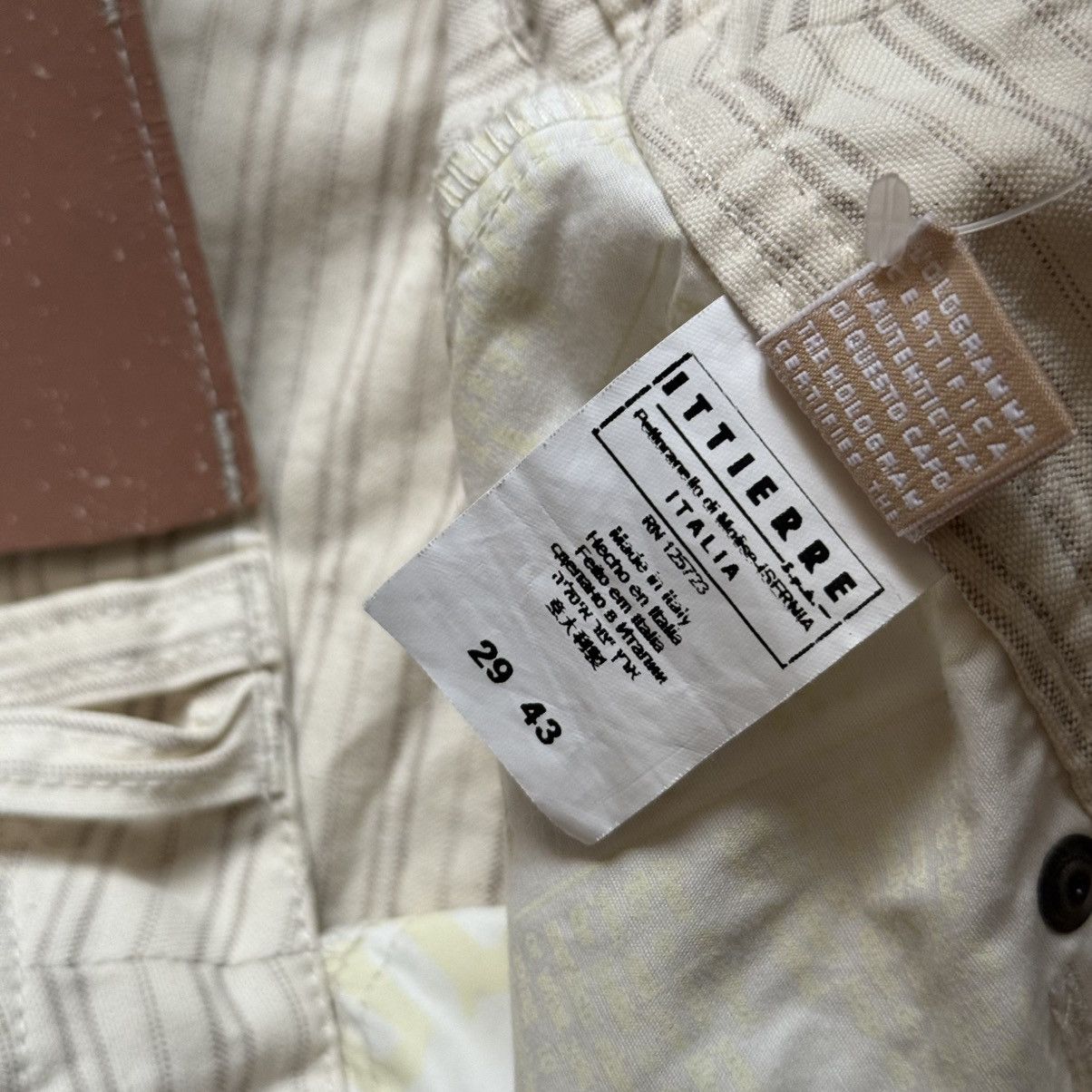 John Galliano 📌 NEW John Galliano Y2K 00s Big Logo Striped Beige Pants Size 29" - 19 Thumbnail