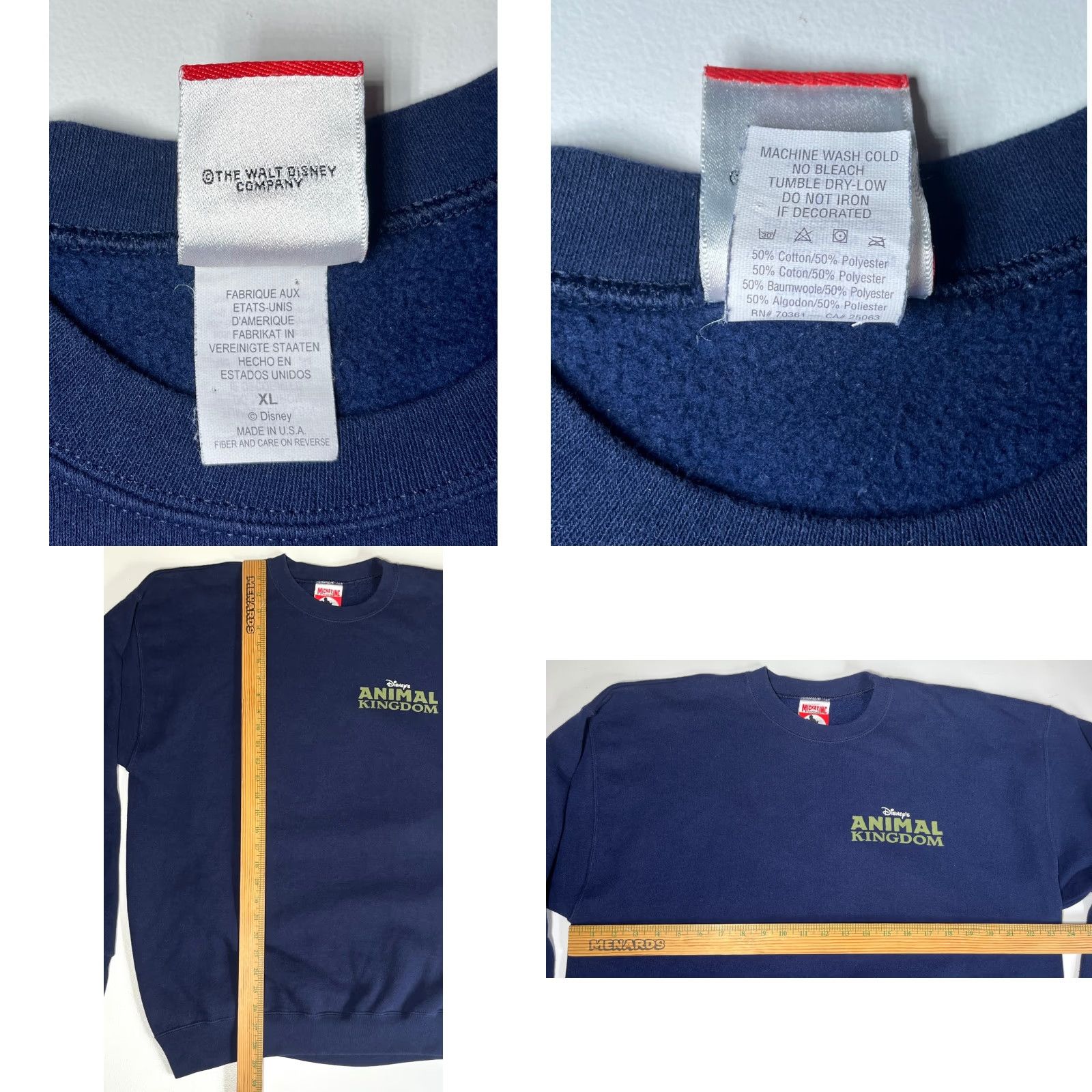 Vintage VINTAGE Mickey Inc. Disney's Animal Kingdom Sweatshirt Unisex Adults XL Navy Blue 90s Graphic Print Double-Sided Firn Size US XL / EU 56 / 4 - 8 Thumbnail