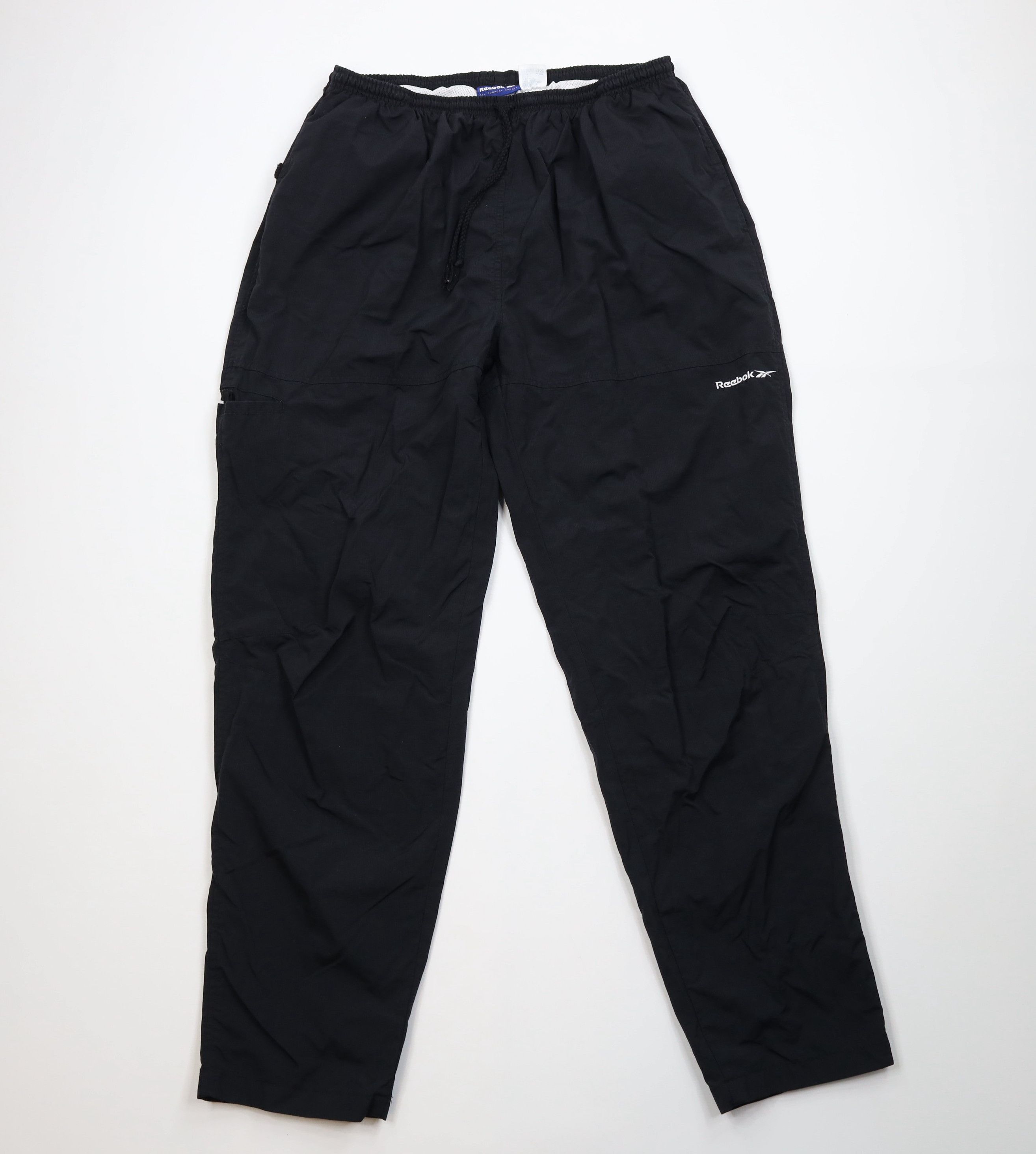 Reebok Vintage 90s Reebok Lined Tapered Leg Windbreaker Pants Black Size US 40 / EU 56 - 1 Thumbnail
