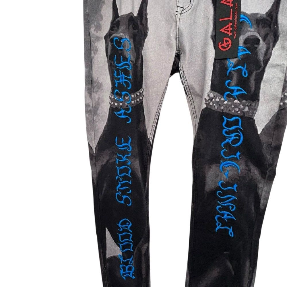 Other Gala Jeans NWT $180 Doberman Dog Graphic Gothic Streetwear Size US 36 / EU 52 - 9 Thumbnail