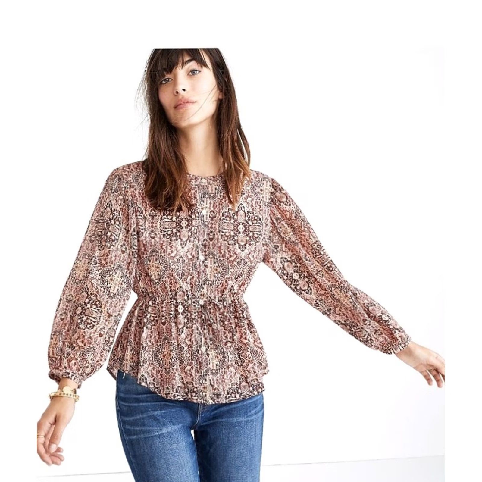 Madewell Madewell Women's blouse Size XXS Long sleeve kaledoscope Print Size XXS / US 00 / IT 34 - 7 Thumbnail