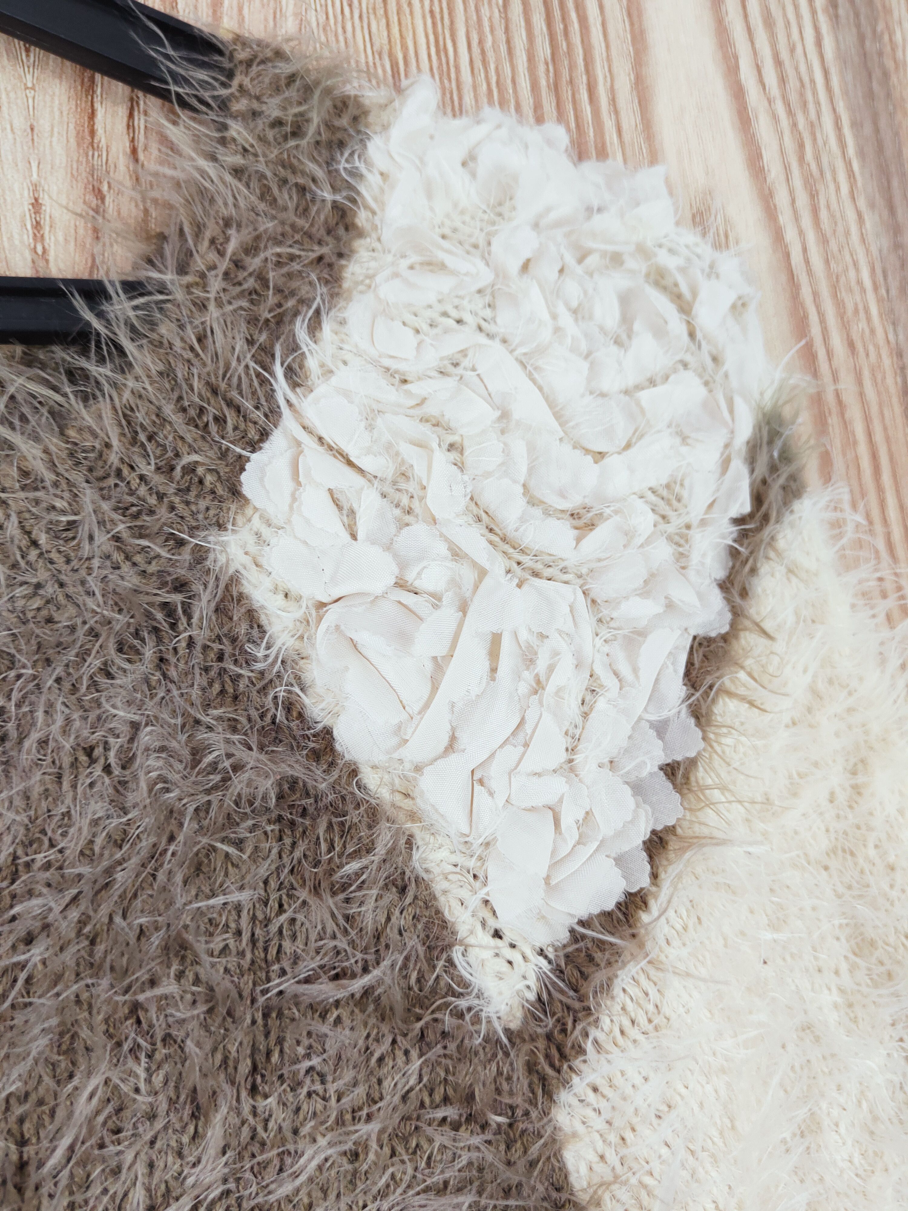 Homespun Knitwear A Girl Olive Shag Shaggy Fur Mohair Knitwear #W760 Size L / US 10 / IT 46 - 5 Thumbnail