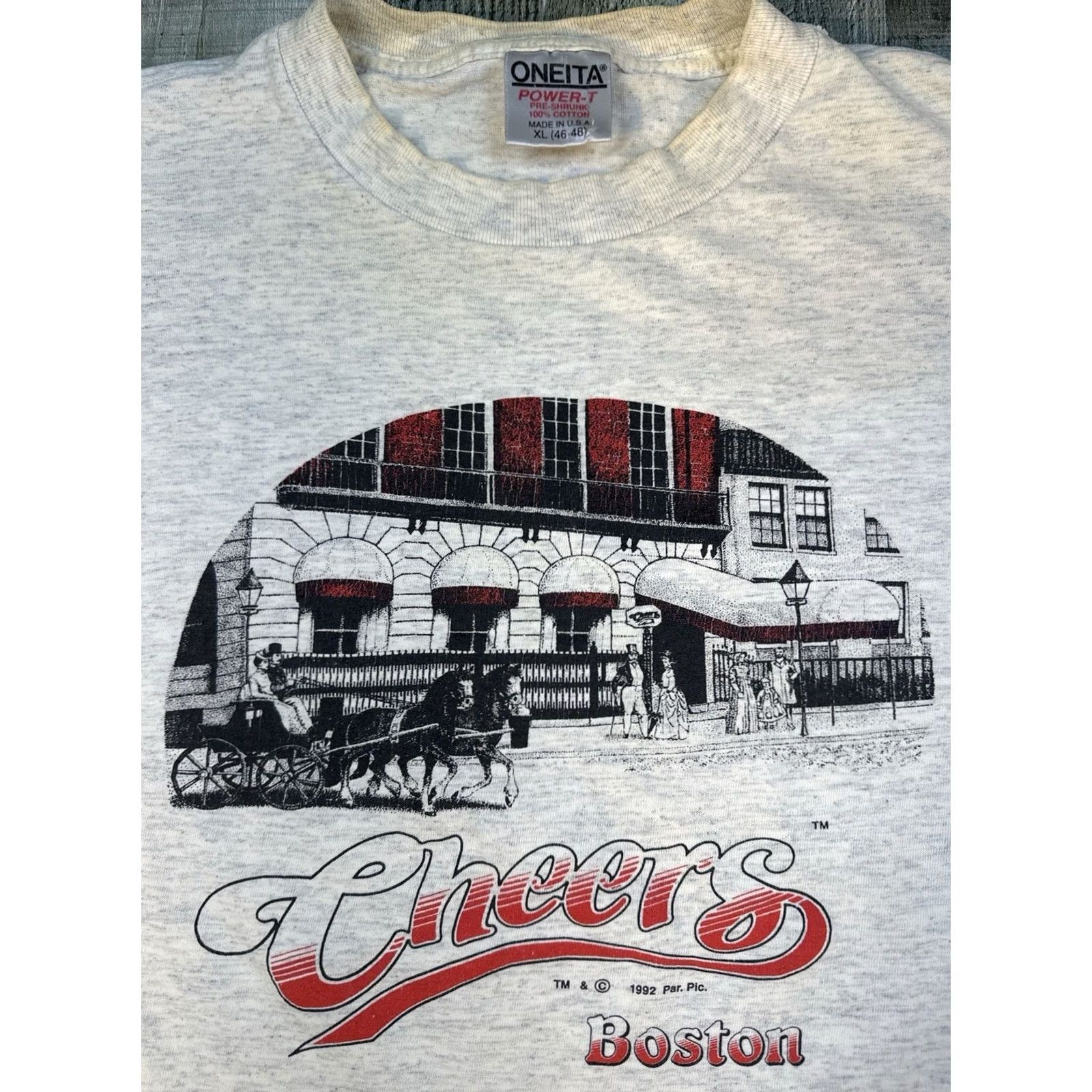 Vintage VINTAGE Oneita USA Cheers Boston 90s T-Shirt XL Gray Mens Bar TV Sitcom Graphic Regular Size XL Size US XL / EU 56 / 4 - 2 Thumbnail