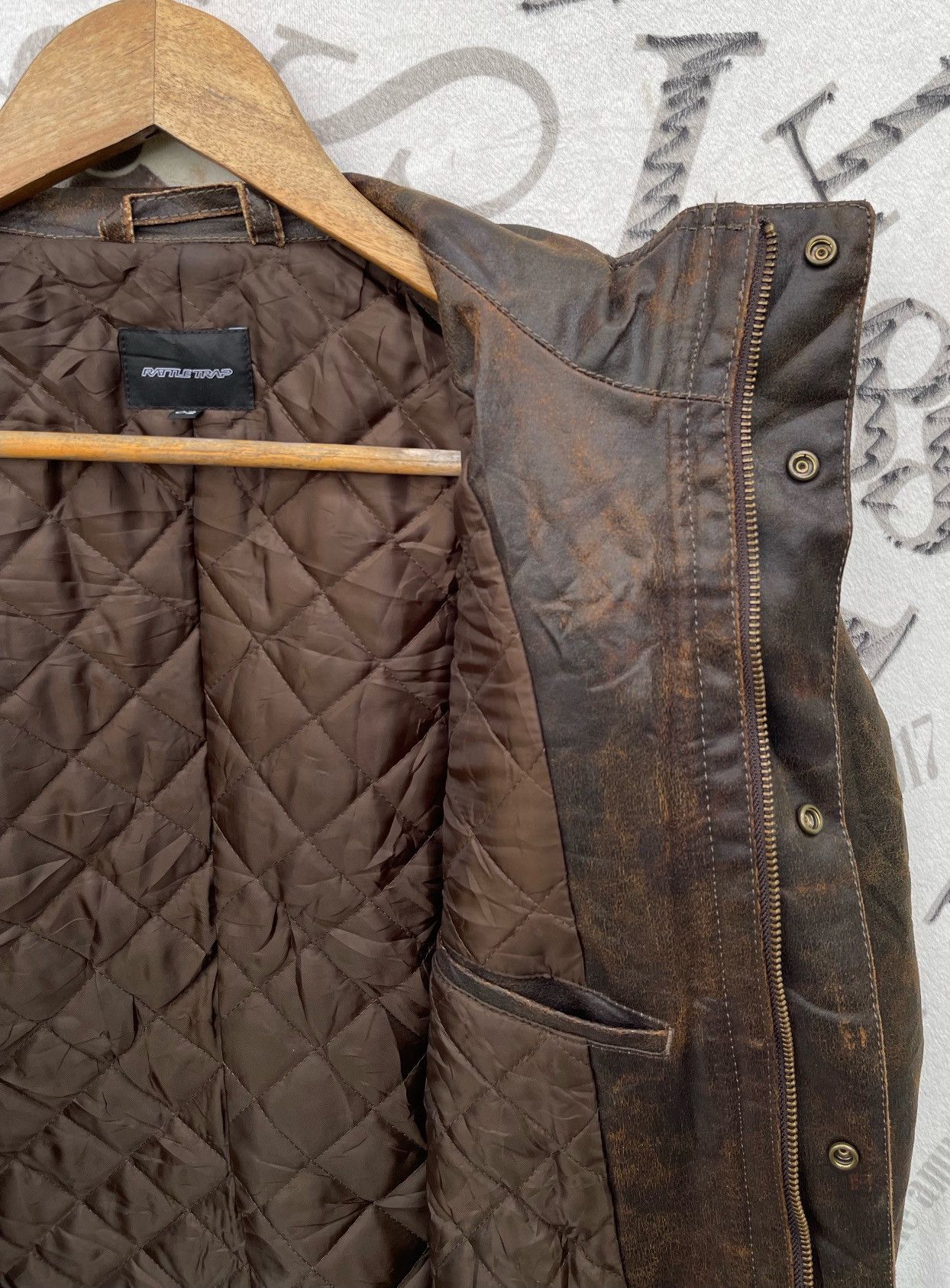 14th Addiction × Japanese Brand × KMRii 🔥Vintage Rattle Trap Synthetic Leather Raiders Wax Jacket Size US M / EU 48-50 / 2 - 13 Thumbnail