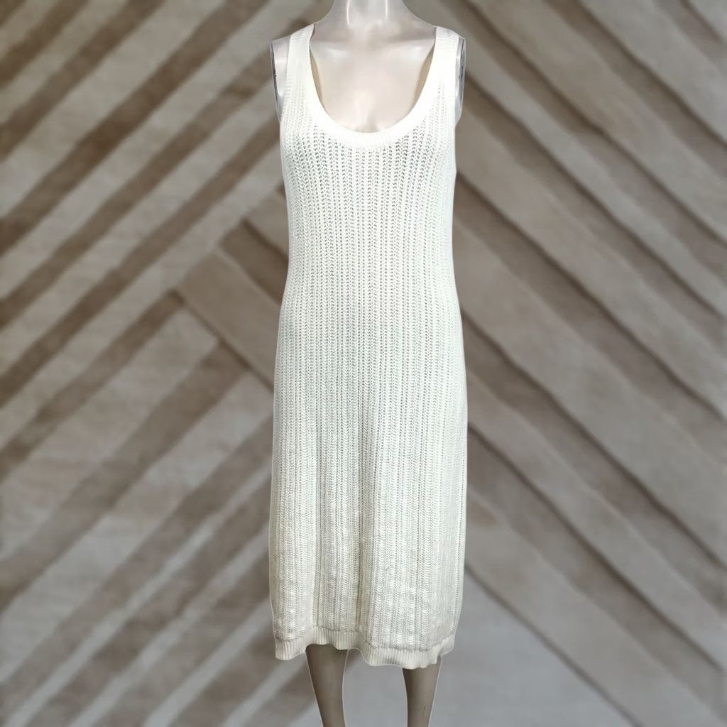 Banana Republic BANANA REPUBLIC WOMEN S CREAM RIBBED SLEEVELESS ROUND NECK SWEATER DRESS Size S / US 4 / IT 40 - 1 Thumbnail