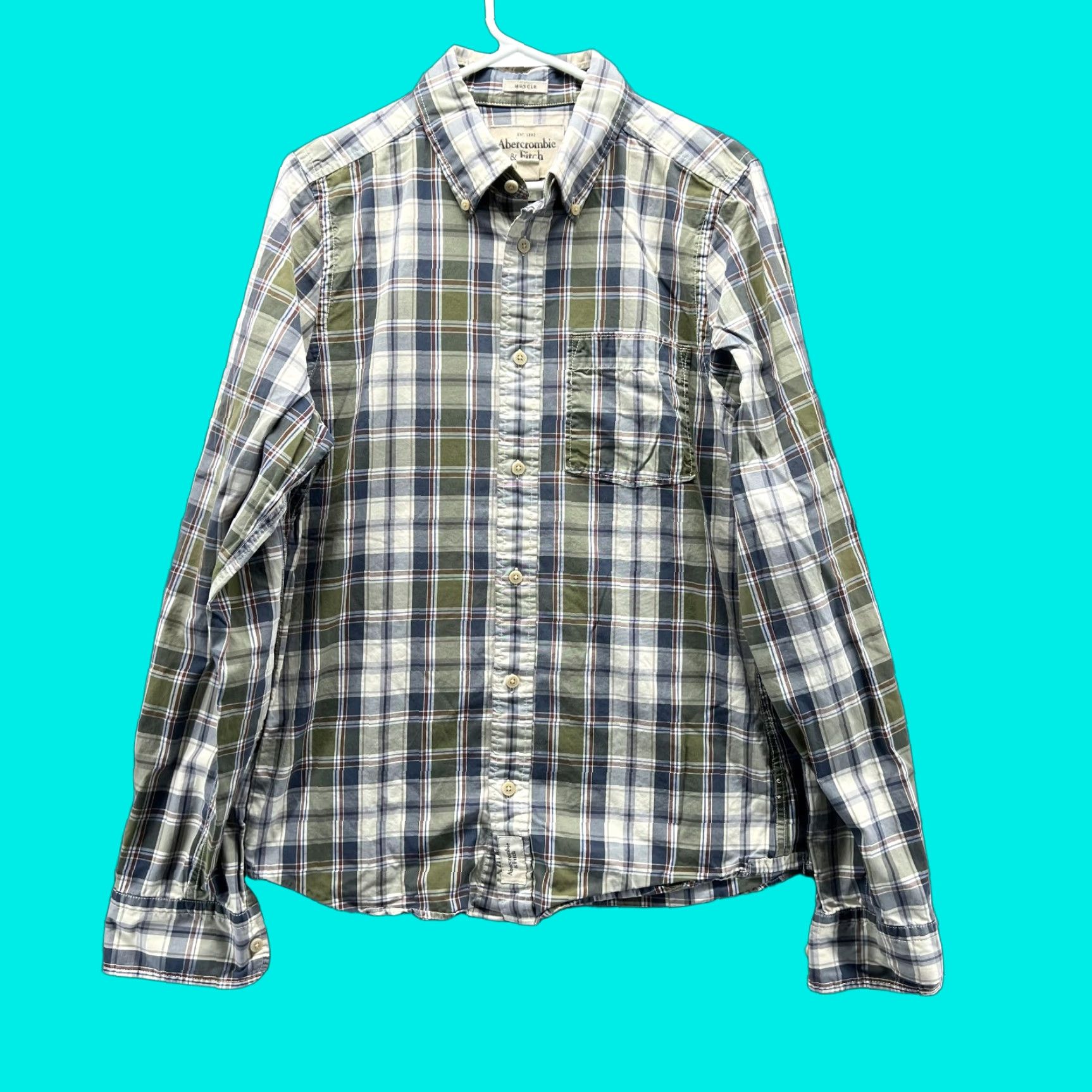 Abercrombie & Fitch Abercrombie & Fitch Shirt Men L Green Button-Down Flannel Plaid Long Sleeve Button-Up Casual Activewear Regular Fit Size US L / EU 52-54 / 3 - 1 Thumbnail