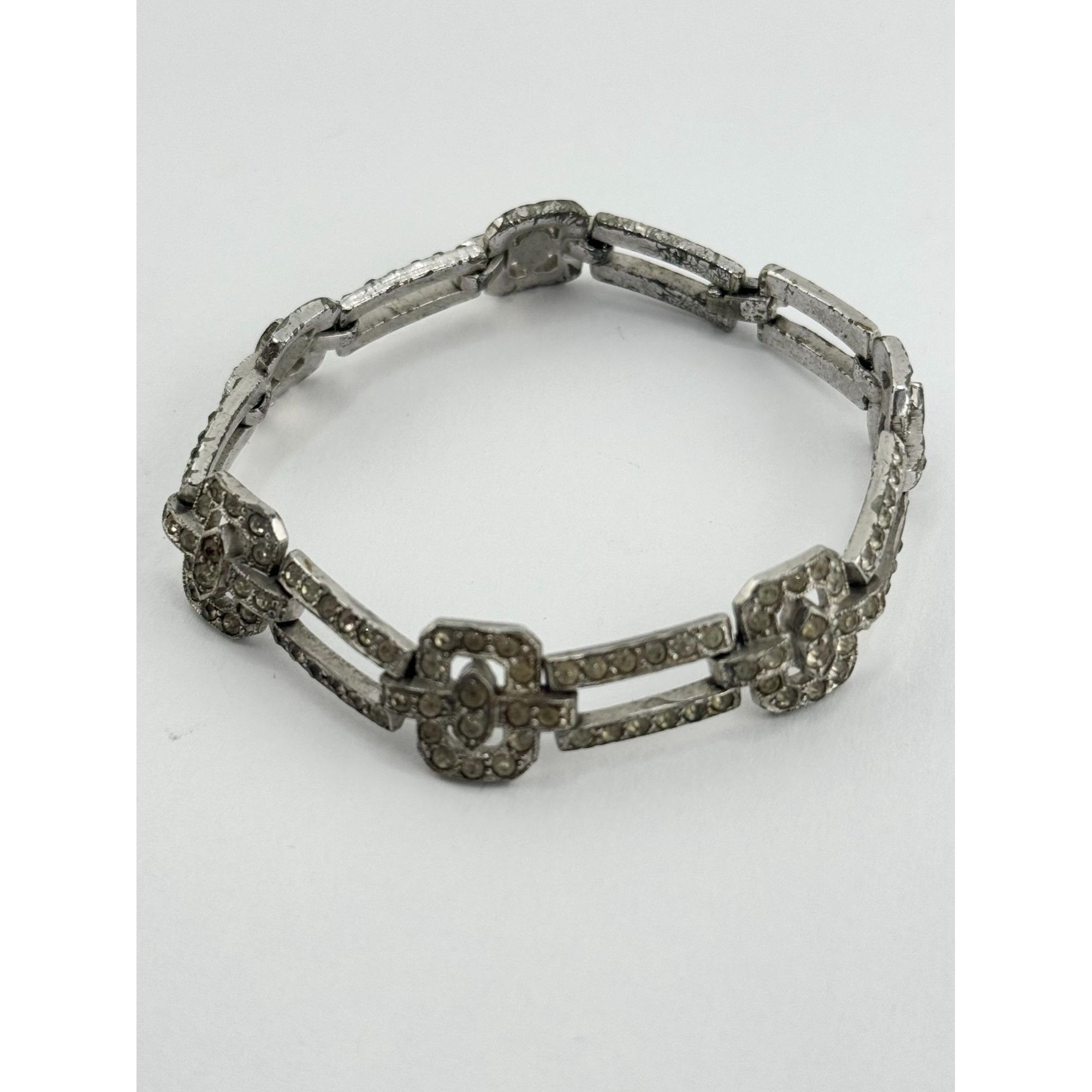 Vintage Estate art deco pave rhinestone bracelet Size ONE SIZE - 3 Thumbnail